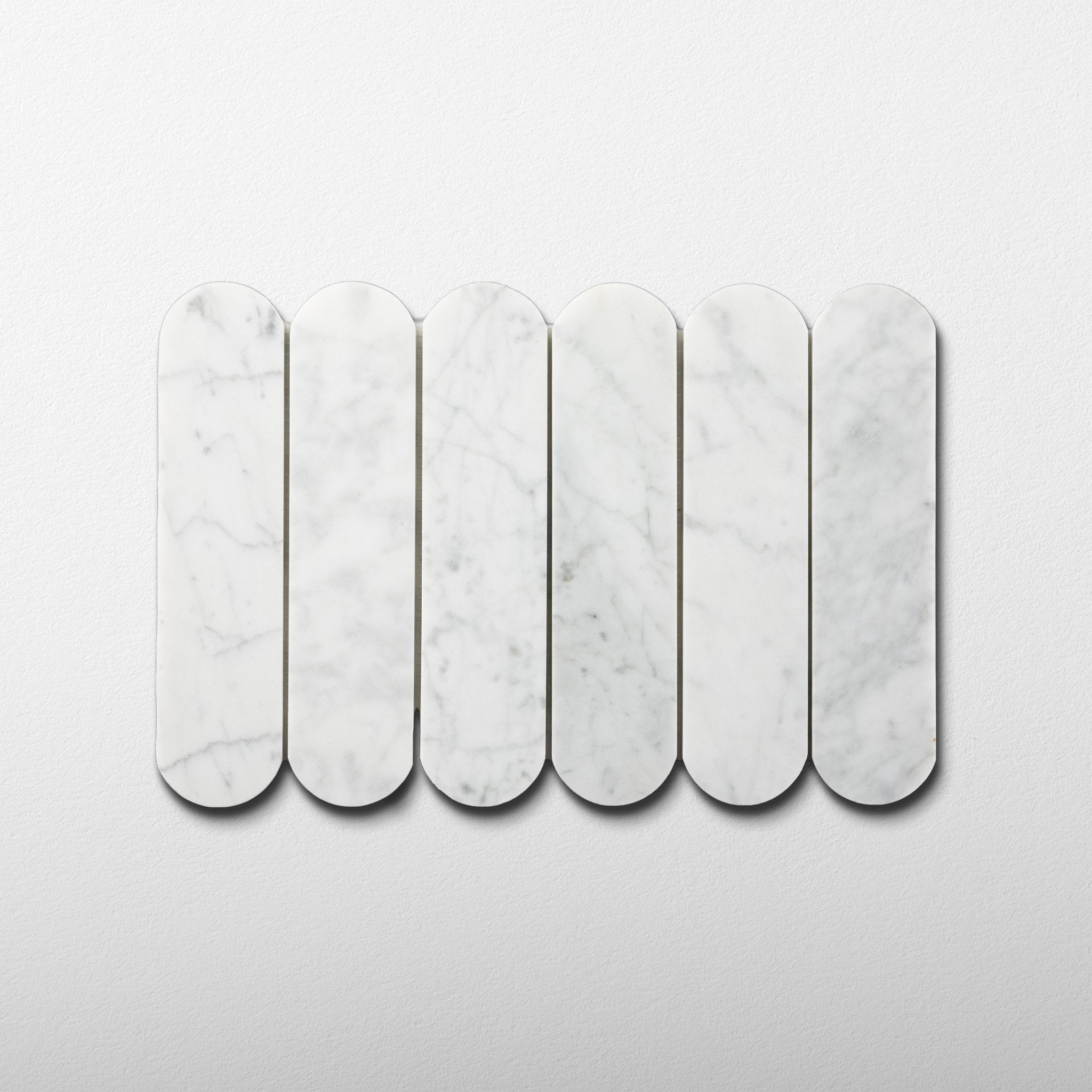 Pill Shape Bianco Carrara Marble Honed Mosaic Tile - Cemento Collection