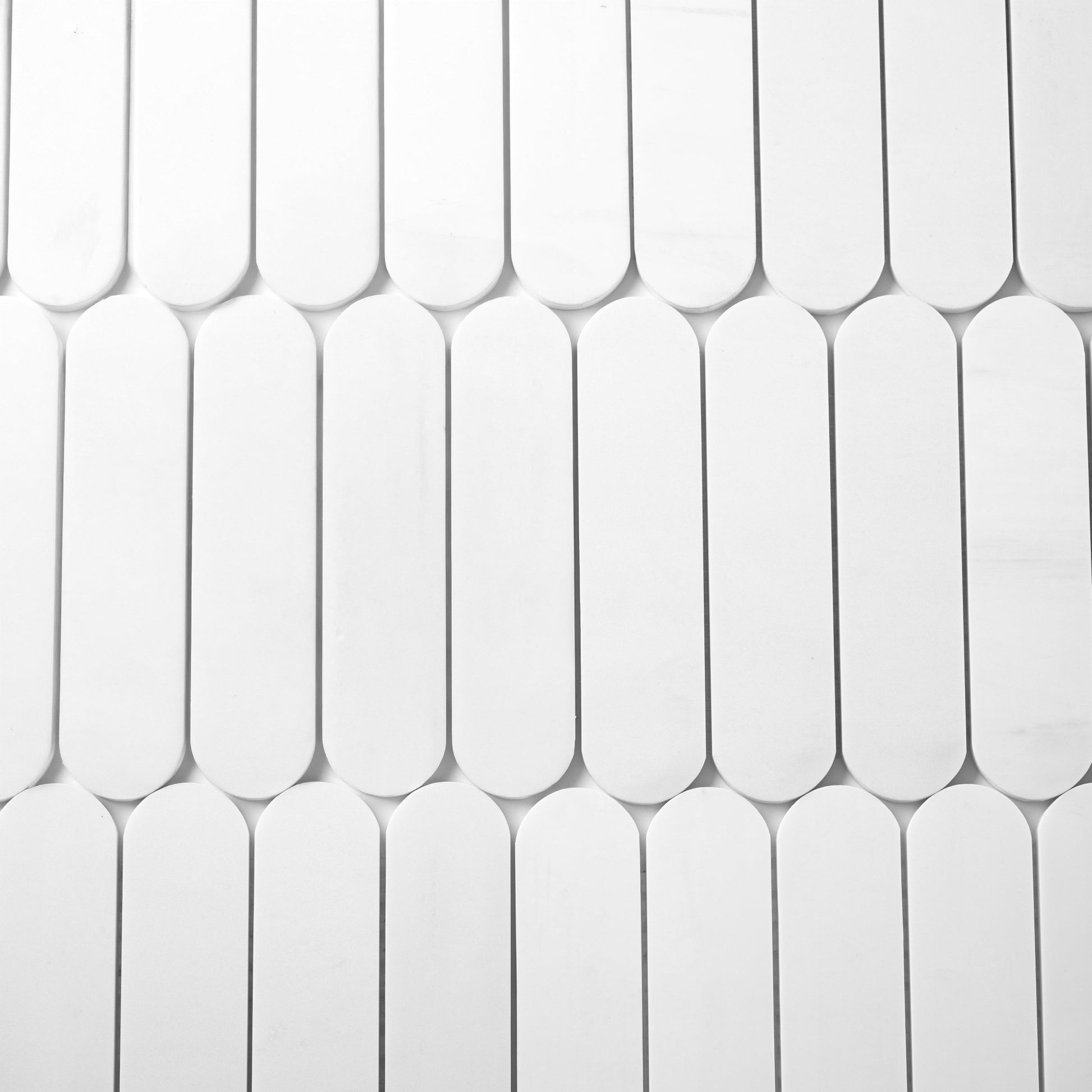 Pill Shape Bianco Dolomite Marble Honed Mosaic Tile - Cemento Collection