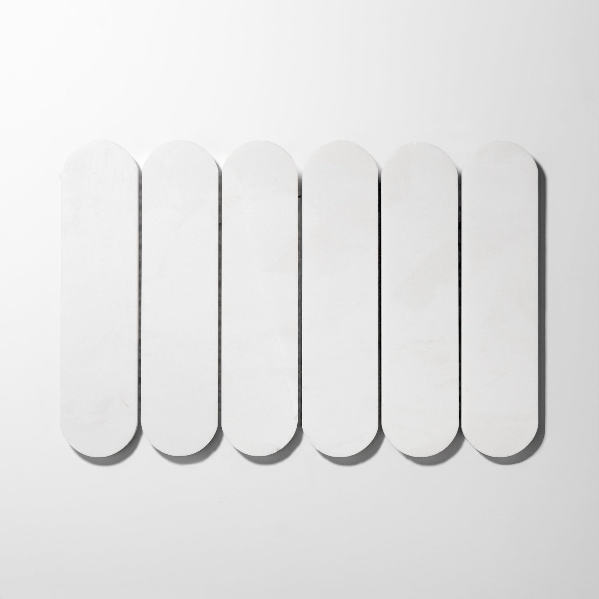 Pill Shape Bianco Dolomite Marble Honed Mosaic Tile