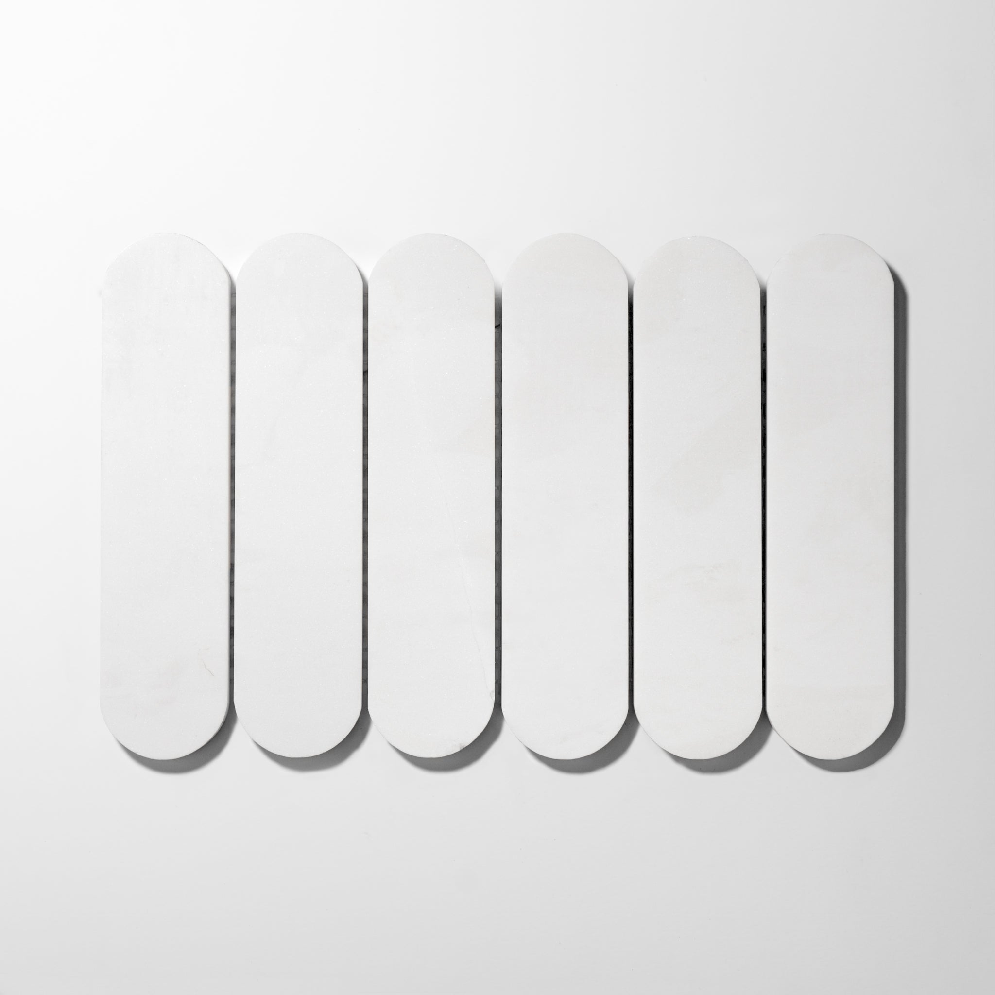 Pill Shape Bianco Dolomite Marble Honed Mosaic Tile