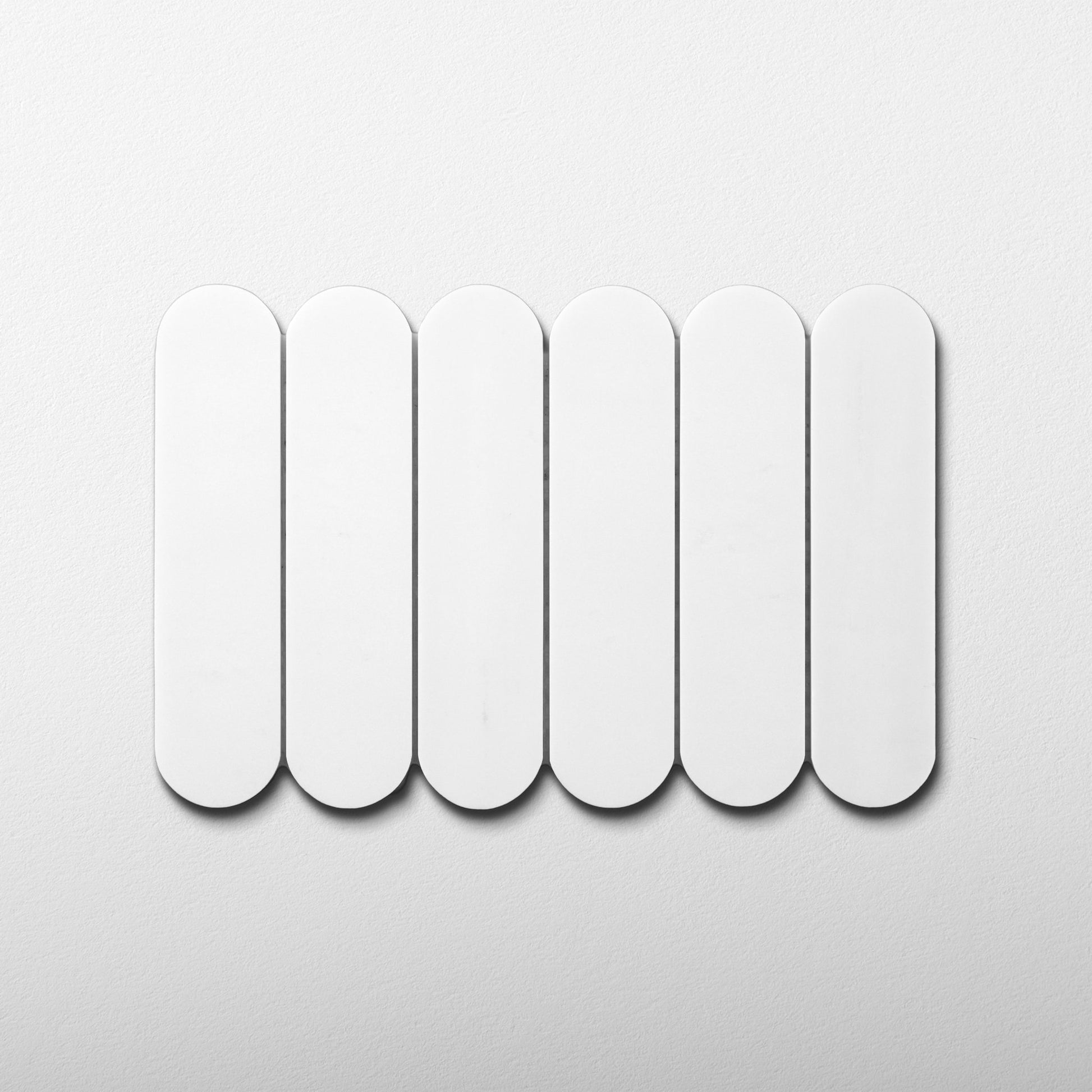 Pill Shape Bianco Dolomite Marble Honed Mosaic Tile - Cemento Collection