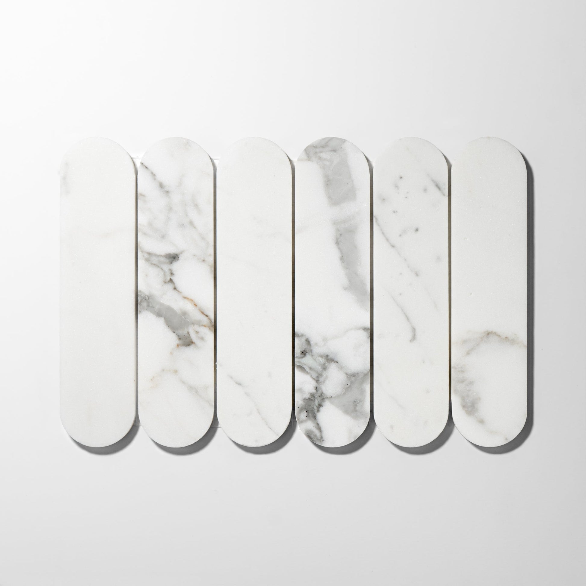 Pill Shape Calacatta Gold Marble Polished Mosaic Tile