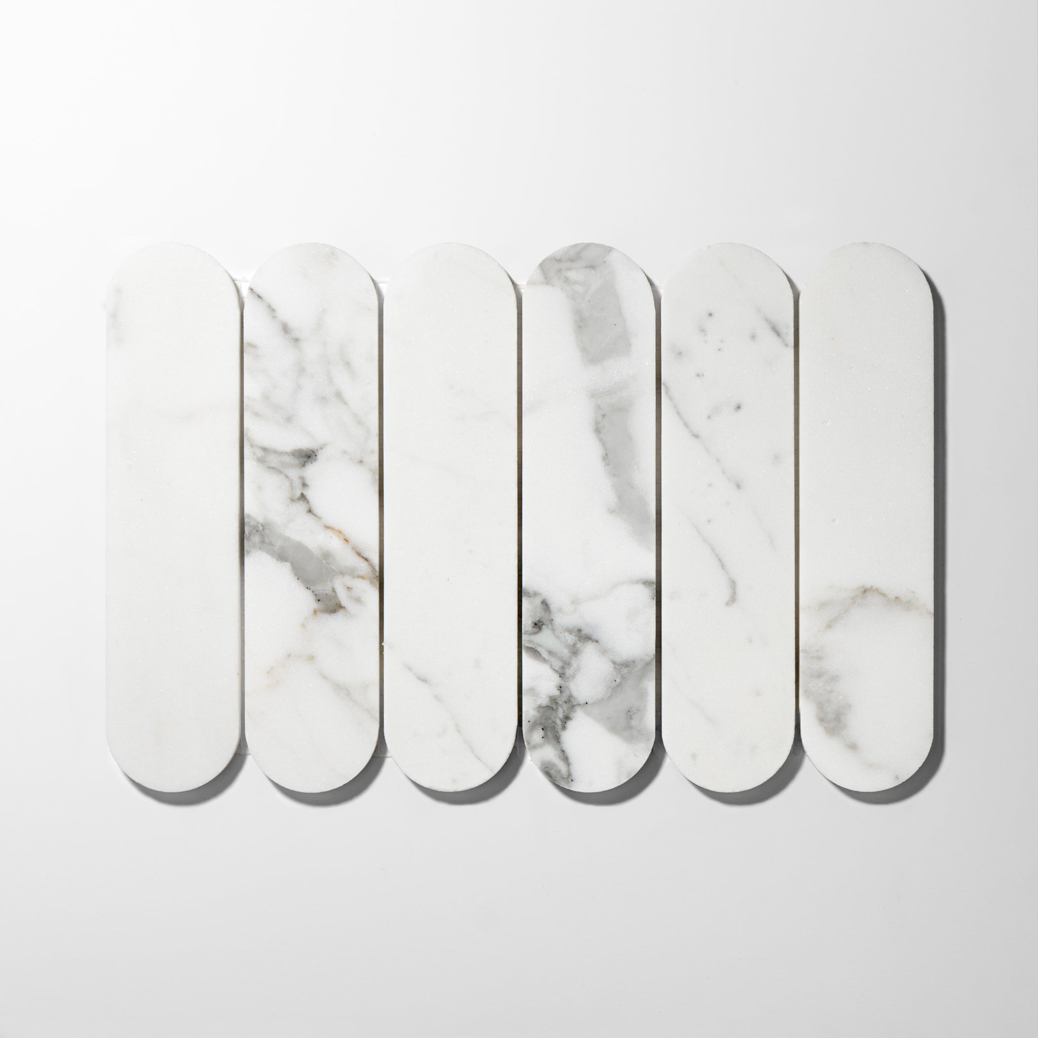 Pill Shape Calacatta Gold Marble Polished Mosaic Tile