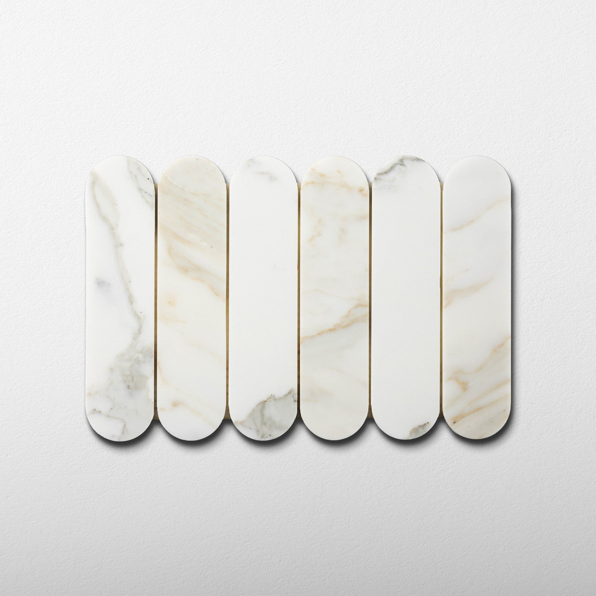 Pill Shape Calacatta Gold Marble Polished Mosaic Tile - Cemento Collection