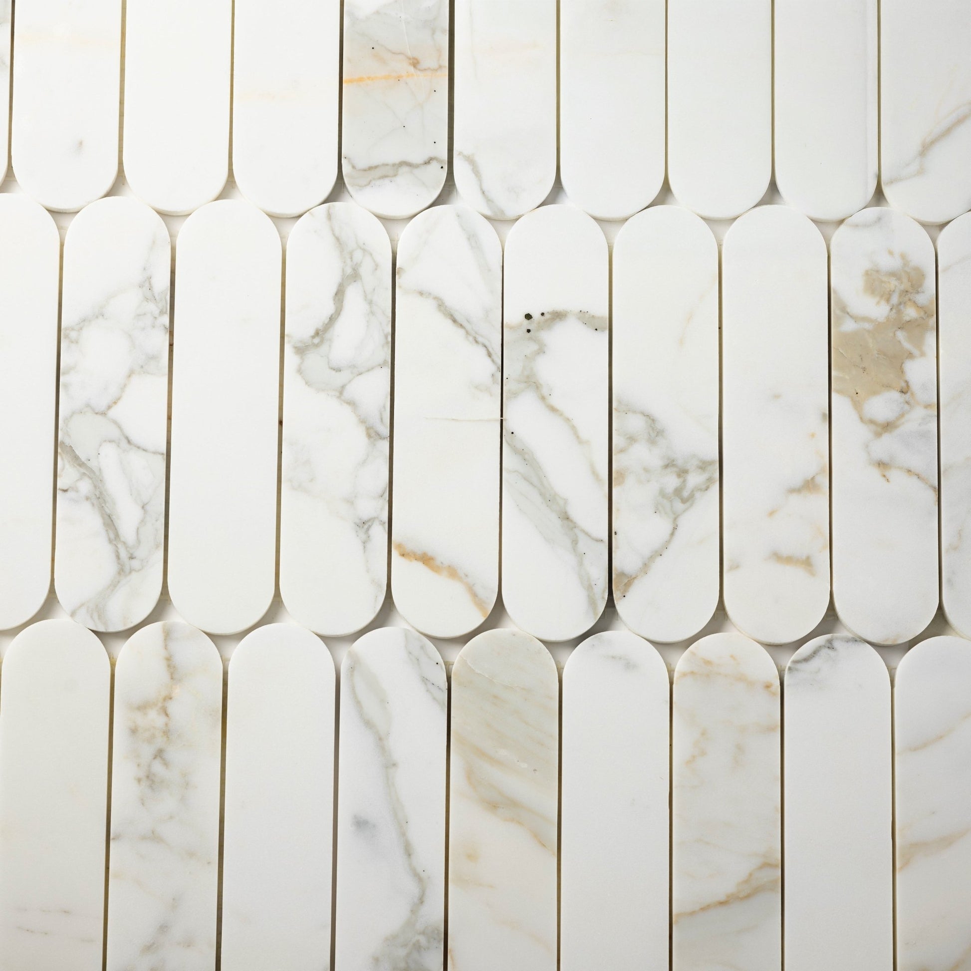 Pill Shape Calacatta Gold Marble Polished Mosaic Tile - Cemento Collection