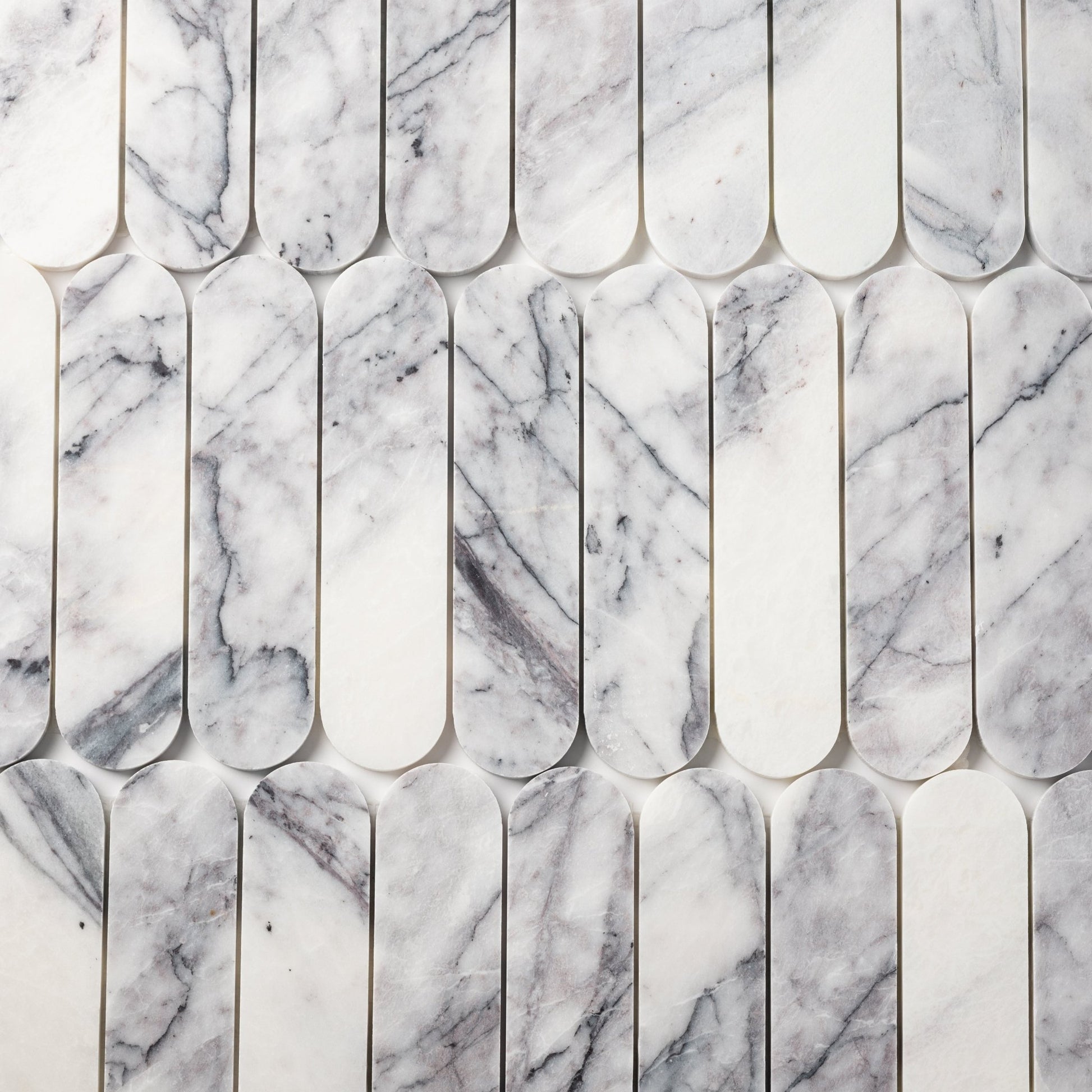 Pill Shape Lilac Marble Honed Mosaic Tile - Cemento Collection