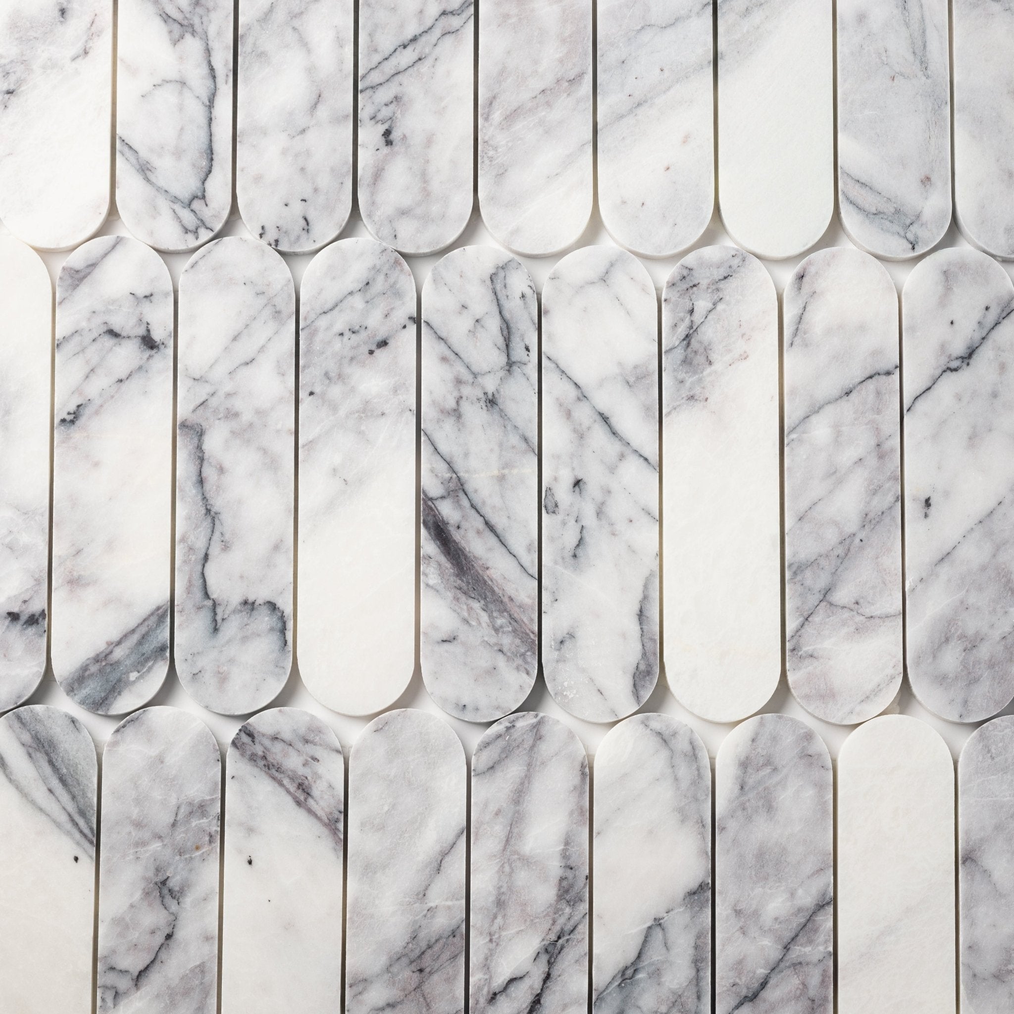 Pill Shape Lilac Marble Honed Mosaic Tile - Cemento Collection