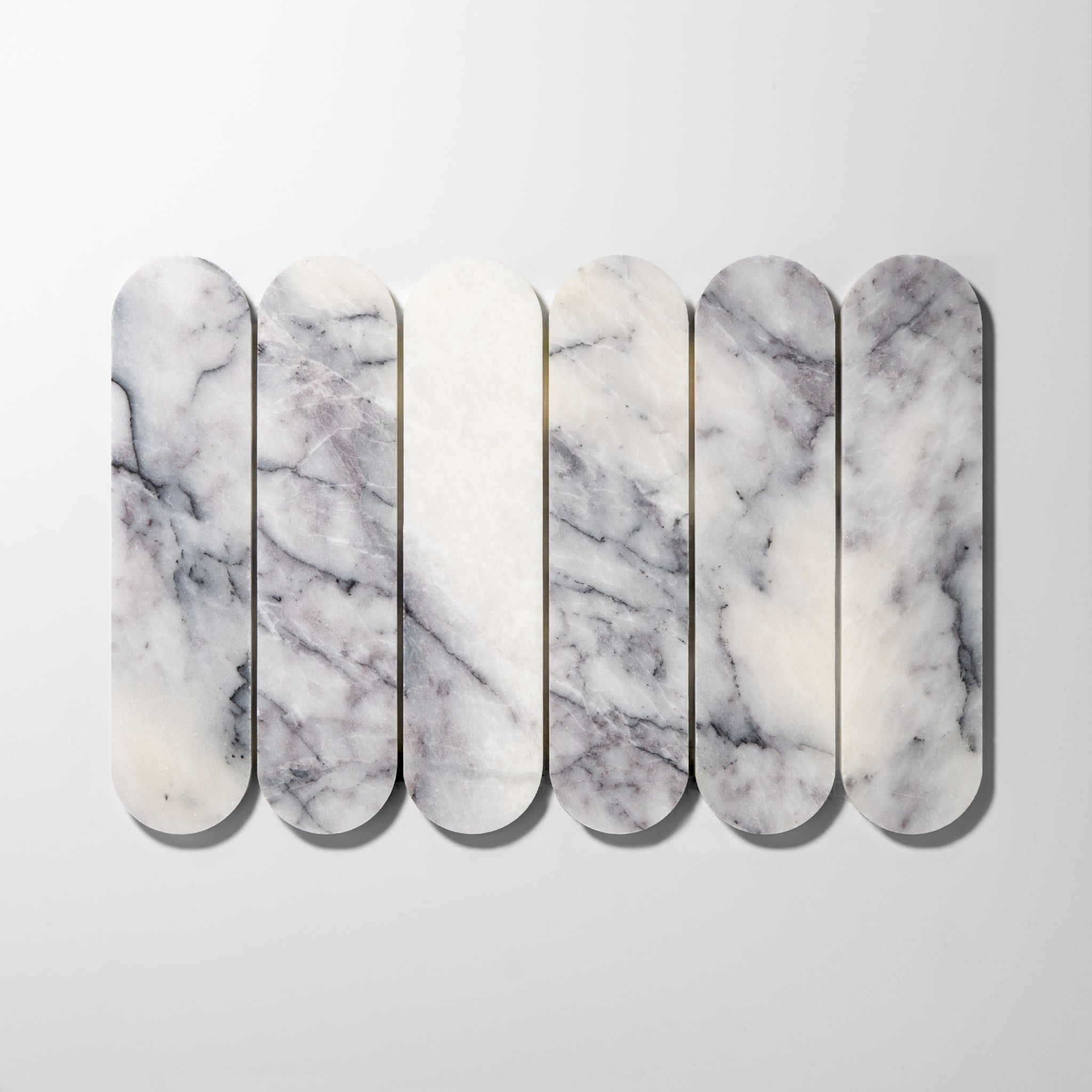 Pill Shape Lilac Marble Honed Mosaic Tile