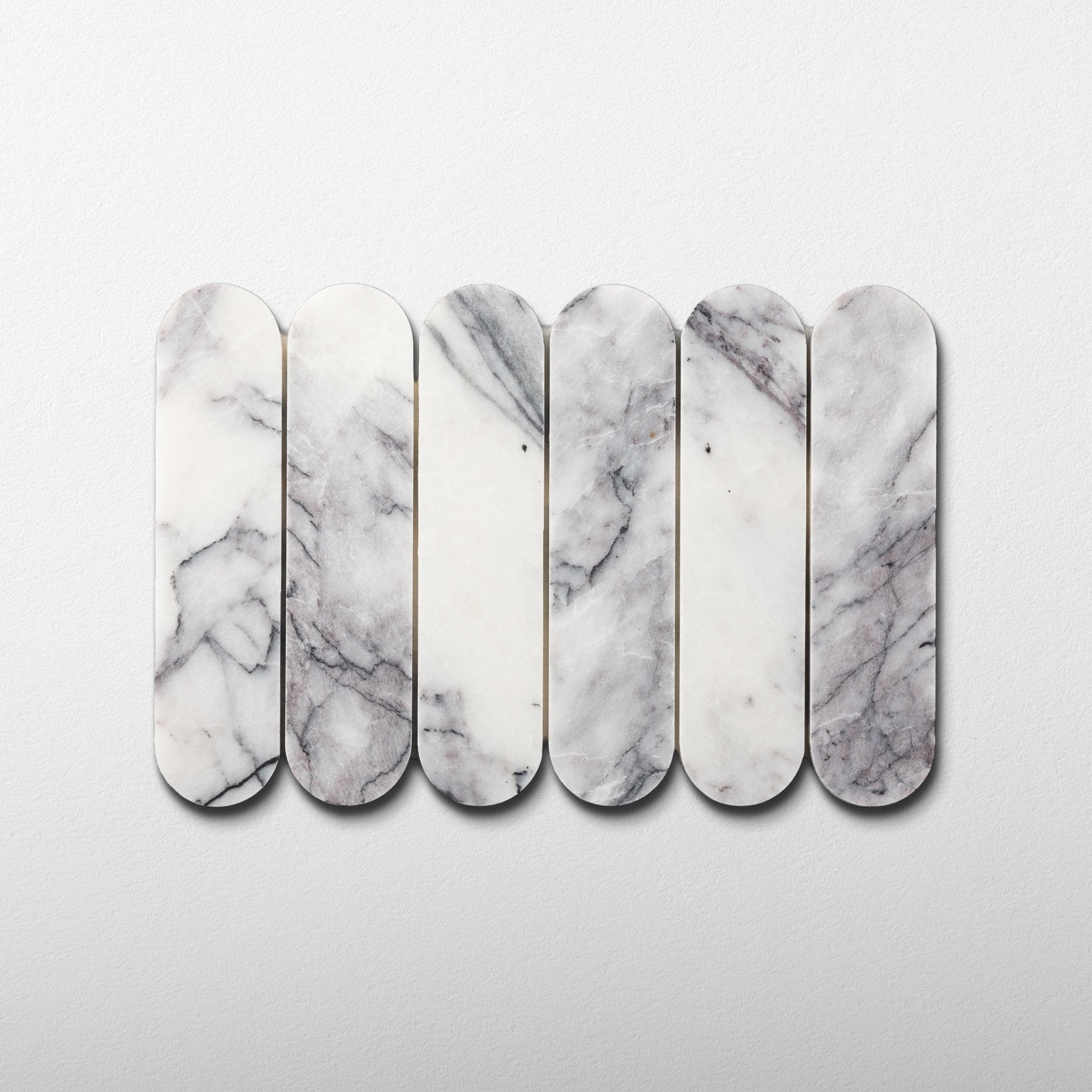 Pill Shape Lilac Marble Honed Mosaic Tile - Cemento Collection