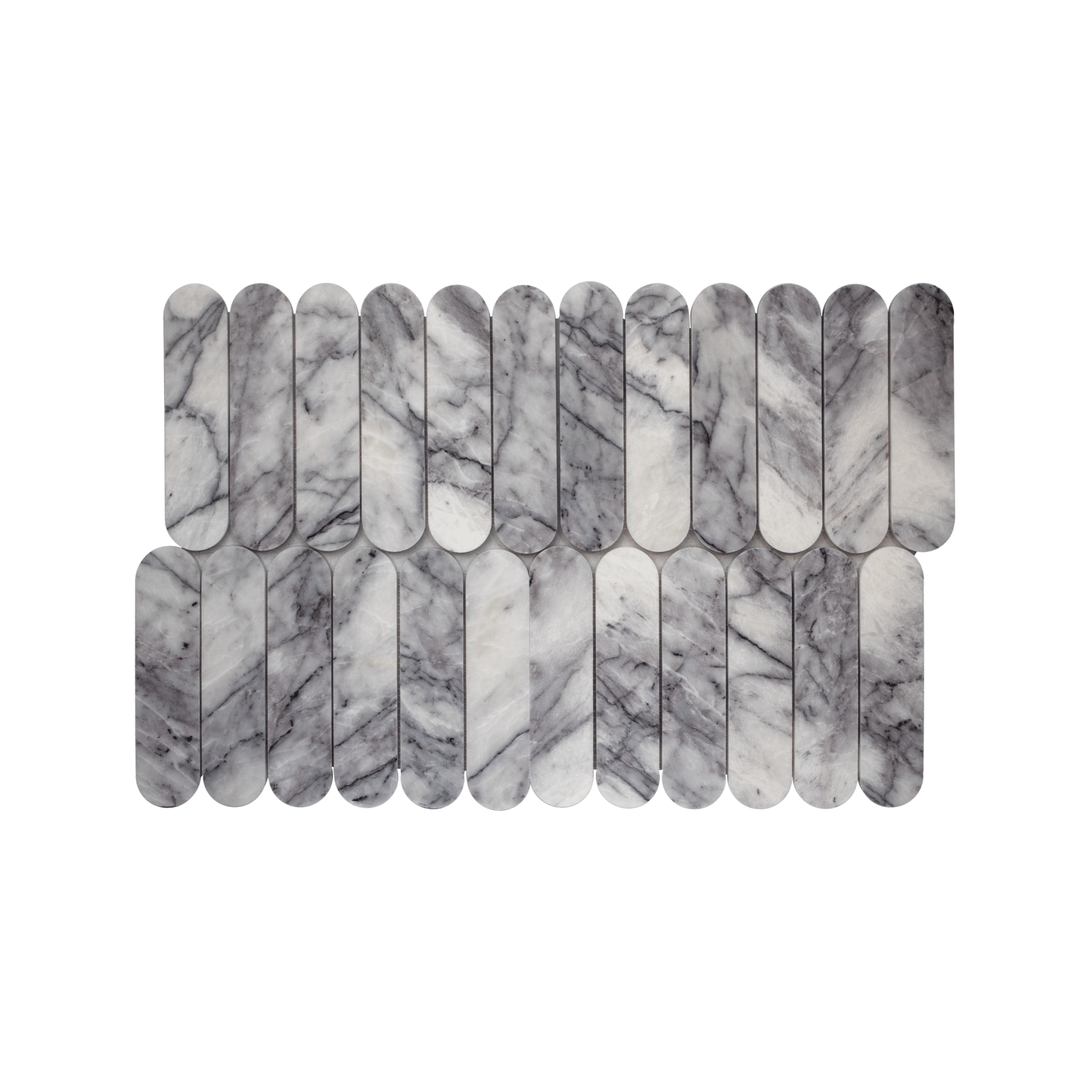 Pill Shape Lilac Marble Honed Mosaic Tile - Cemento Collection