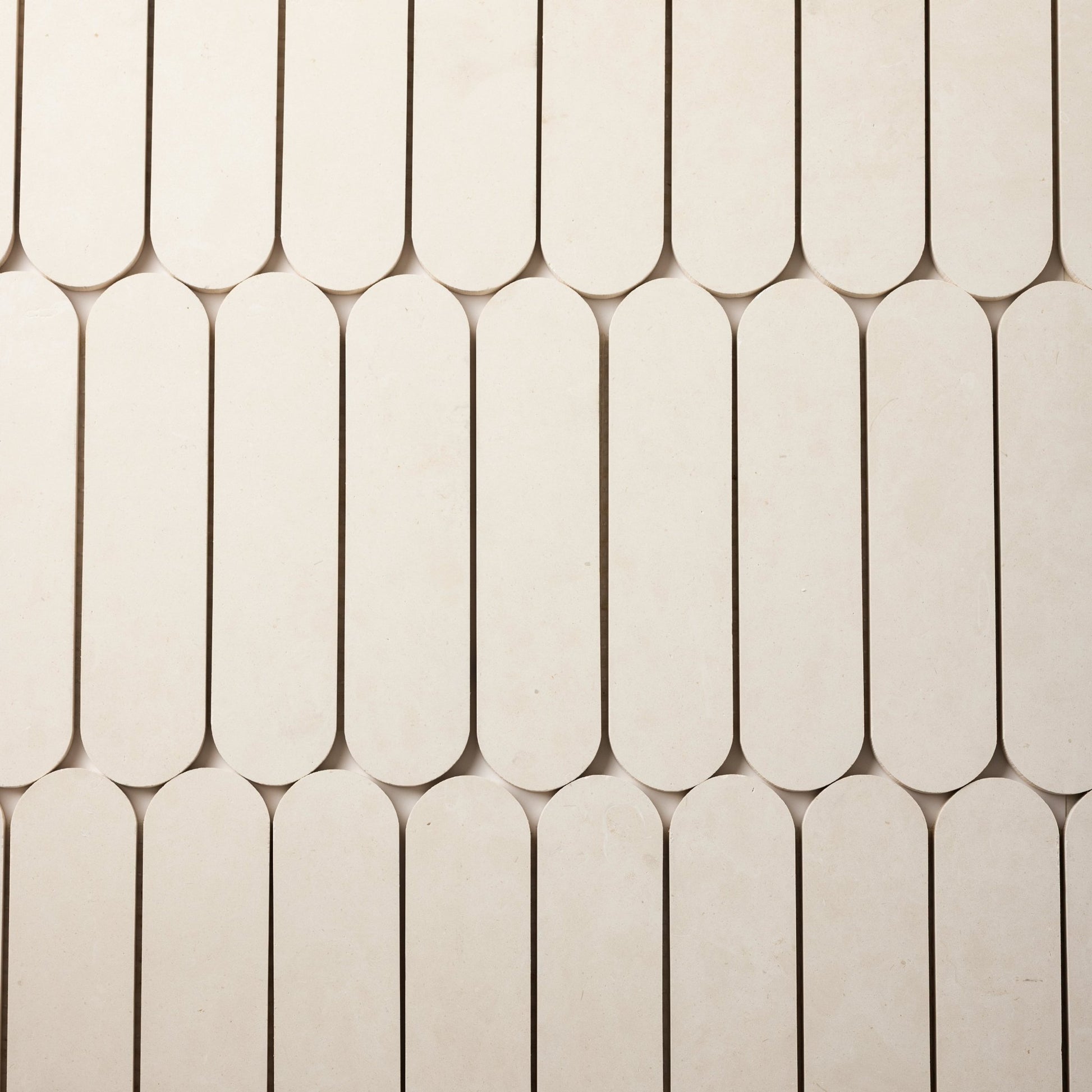 Pill Shape Limestone Honed Mosaic Tile - Cemento Collection