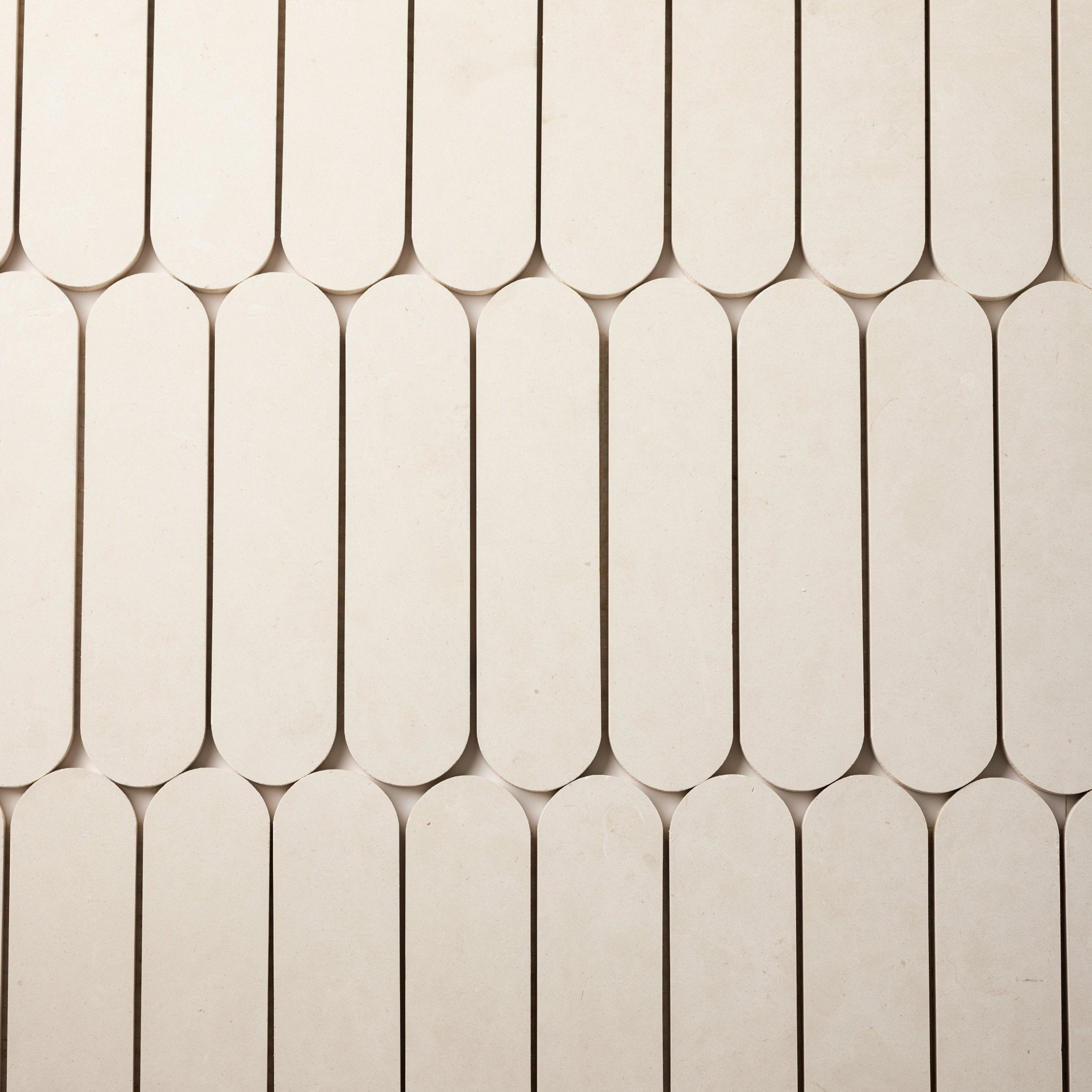 Pill Shape Limestone Honed Mosaic Tile - Cemento Collection