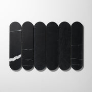 Pill Shape Nero Marquina Marble Honed Mosaic Tile