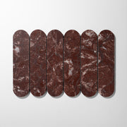 Pill Shape Red Ravel Marble Polished Mosaic Tile