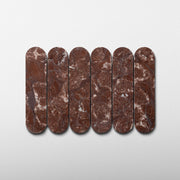 Pill Shape Red Ravel Marble Polished Mosaic Tile - Cemento Collection