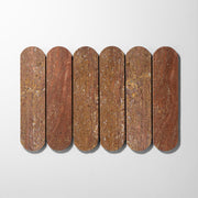 Pill Shape Red Travertine Marble Honed Mosaic Tile