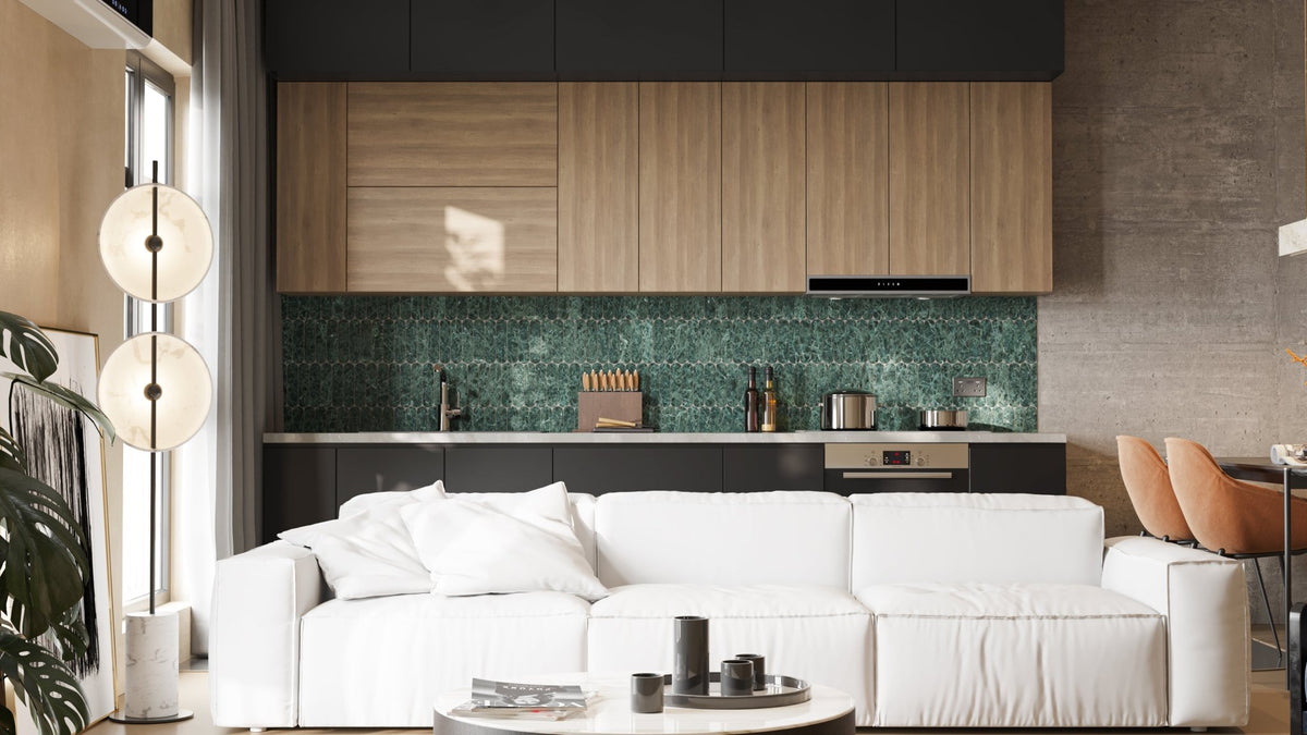Pill Shape Verde Alpi Marble Honed Mosaic Tile | Cemento Collection ...