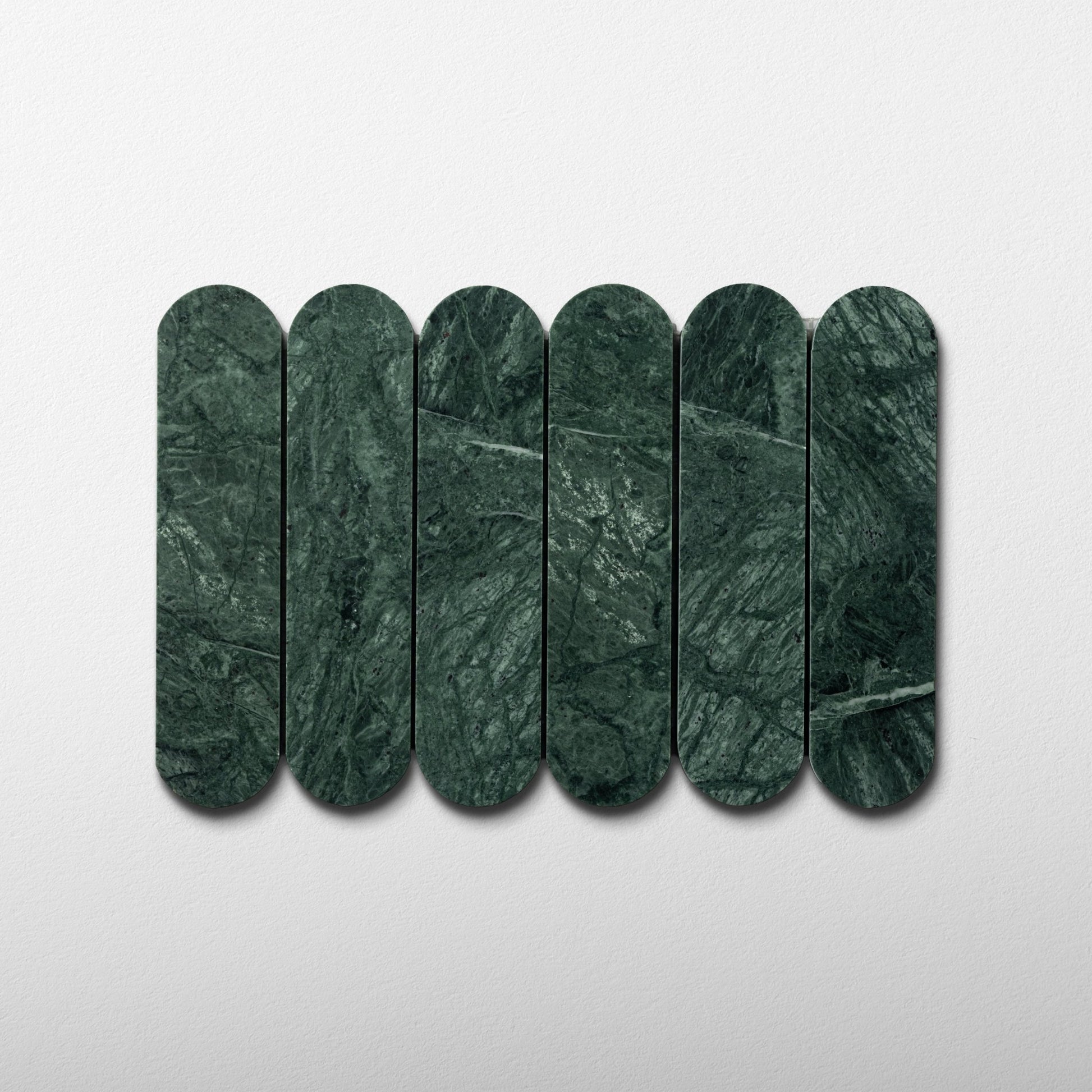 Pill Shape Verde Alpi Marble Honed Mosaic Tile - Cemento Collection