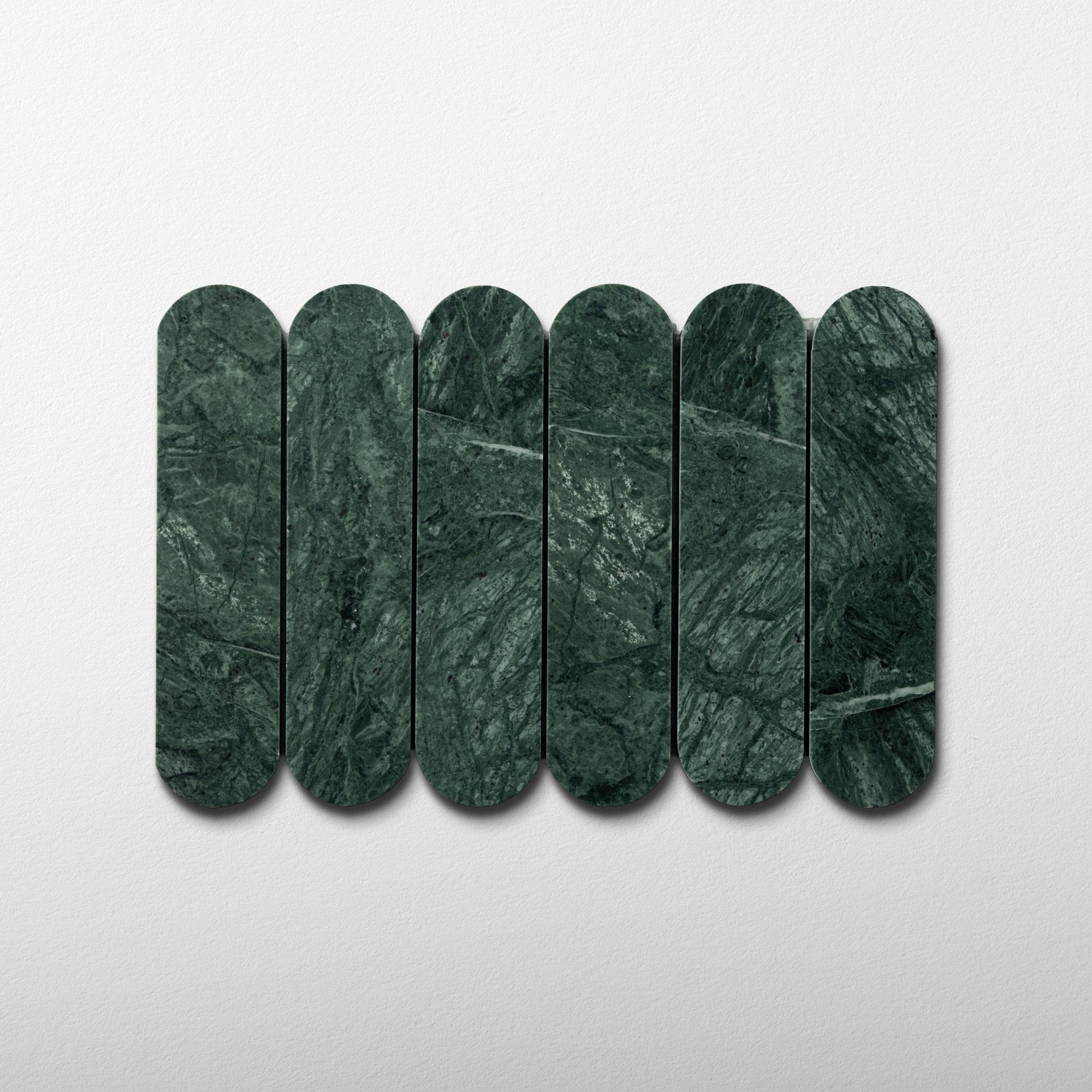 Pill Shape Verde Alpi Marble Honed Mosaic Tile - Cemento Collection