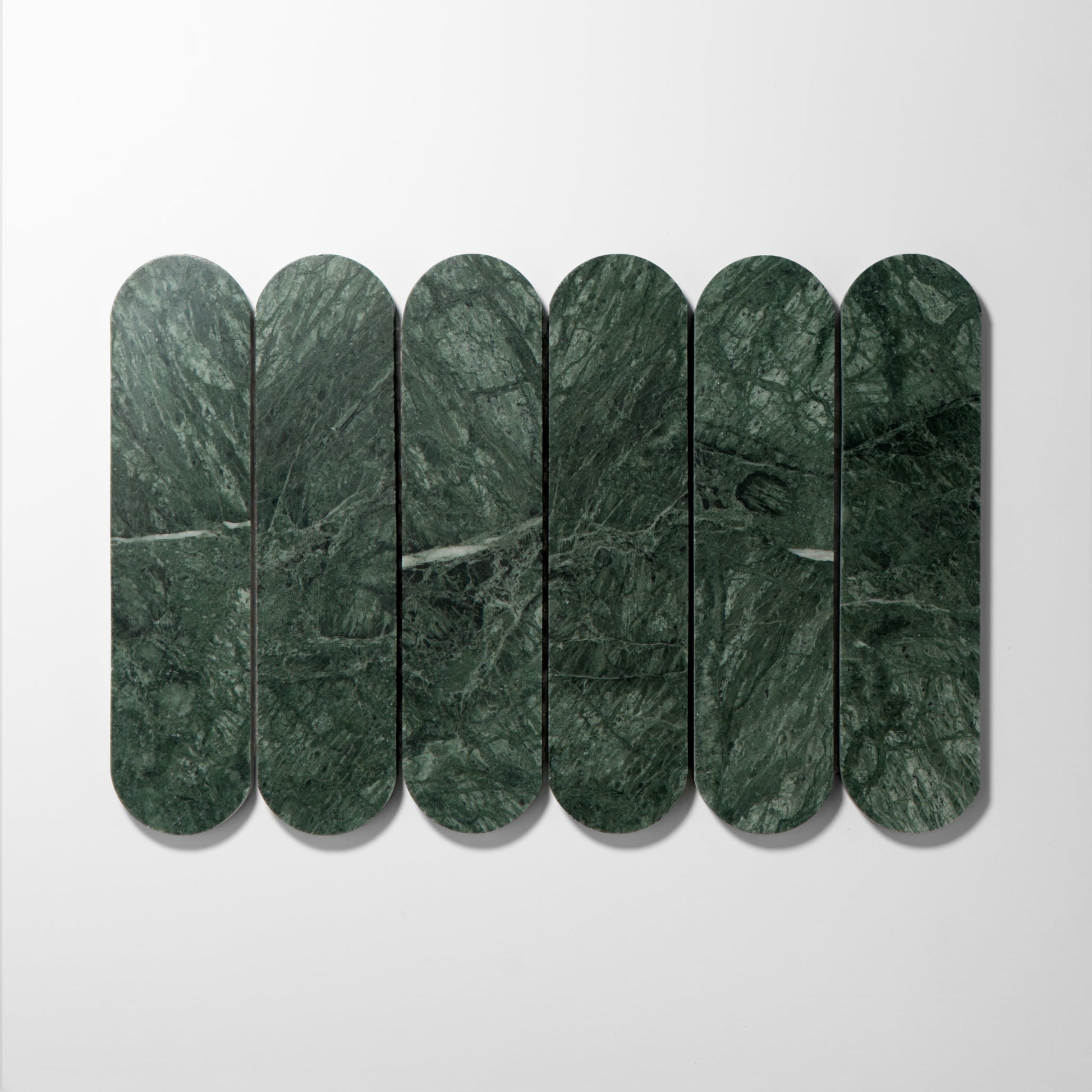 Pill Shape Verde Alpi Marble Honed Mosaic Tile