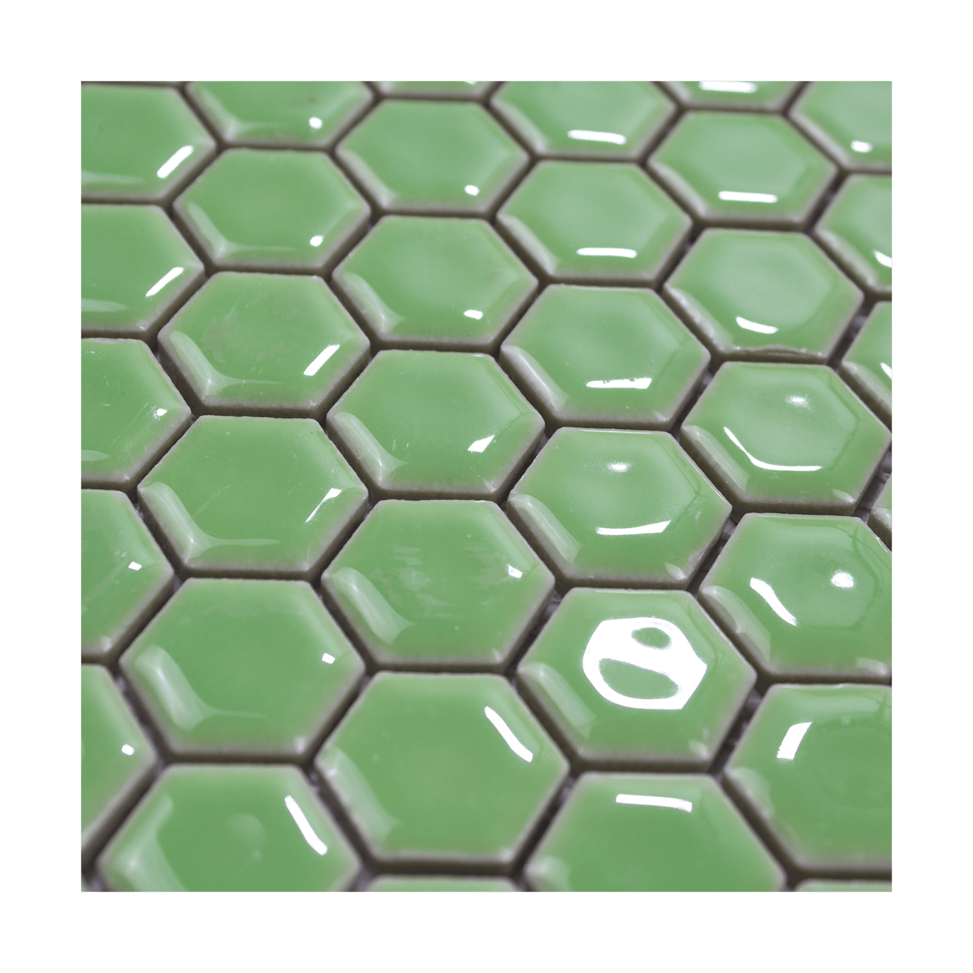 Pistachio Green Glossy Hexagon Mosaic Tile - Lot of 40.5 Sq ft - Cemento Collection