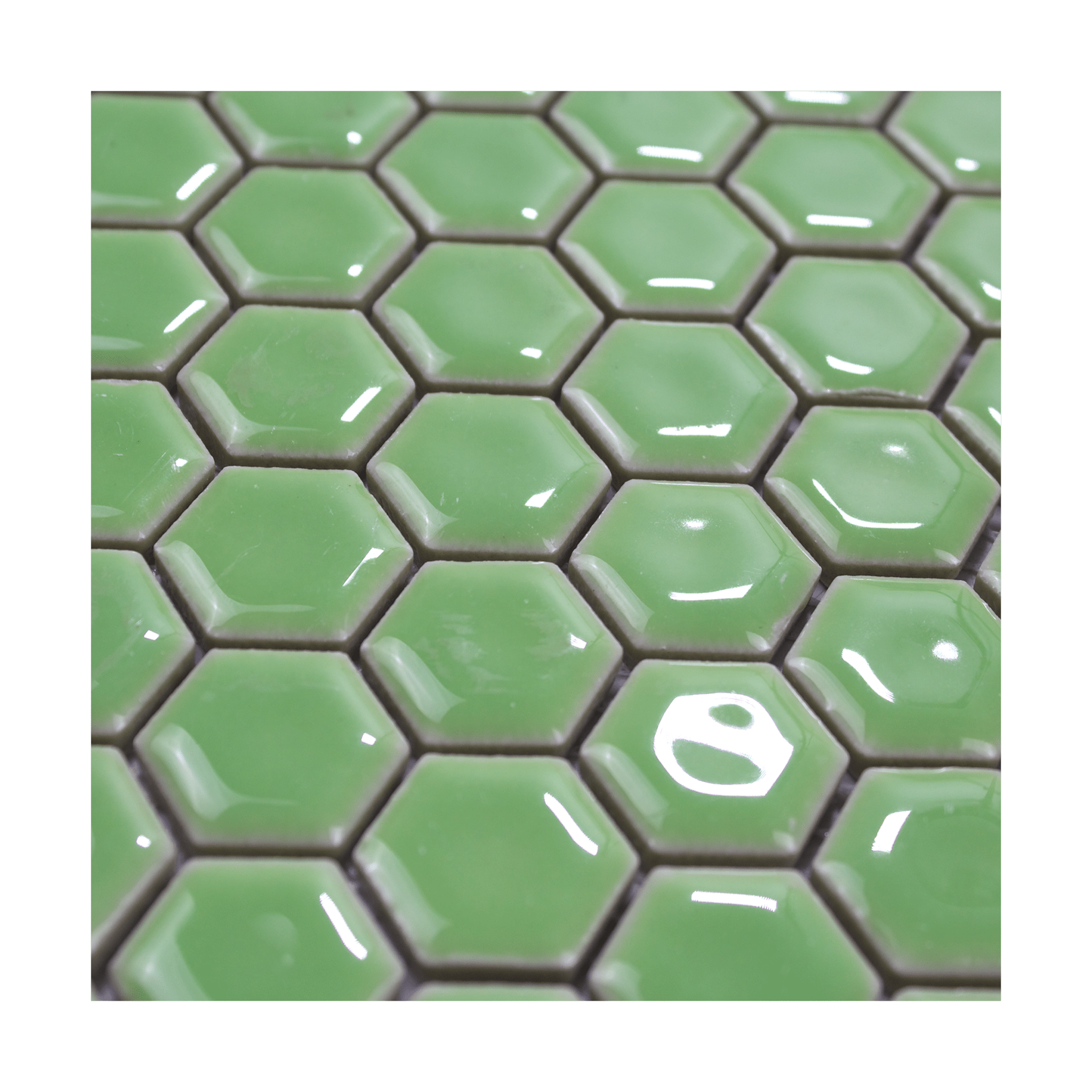Pistachio Green Glossy Hexagon Mosaic Tile - Lot of 40.5 Sq ft - Cemento Collection
