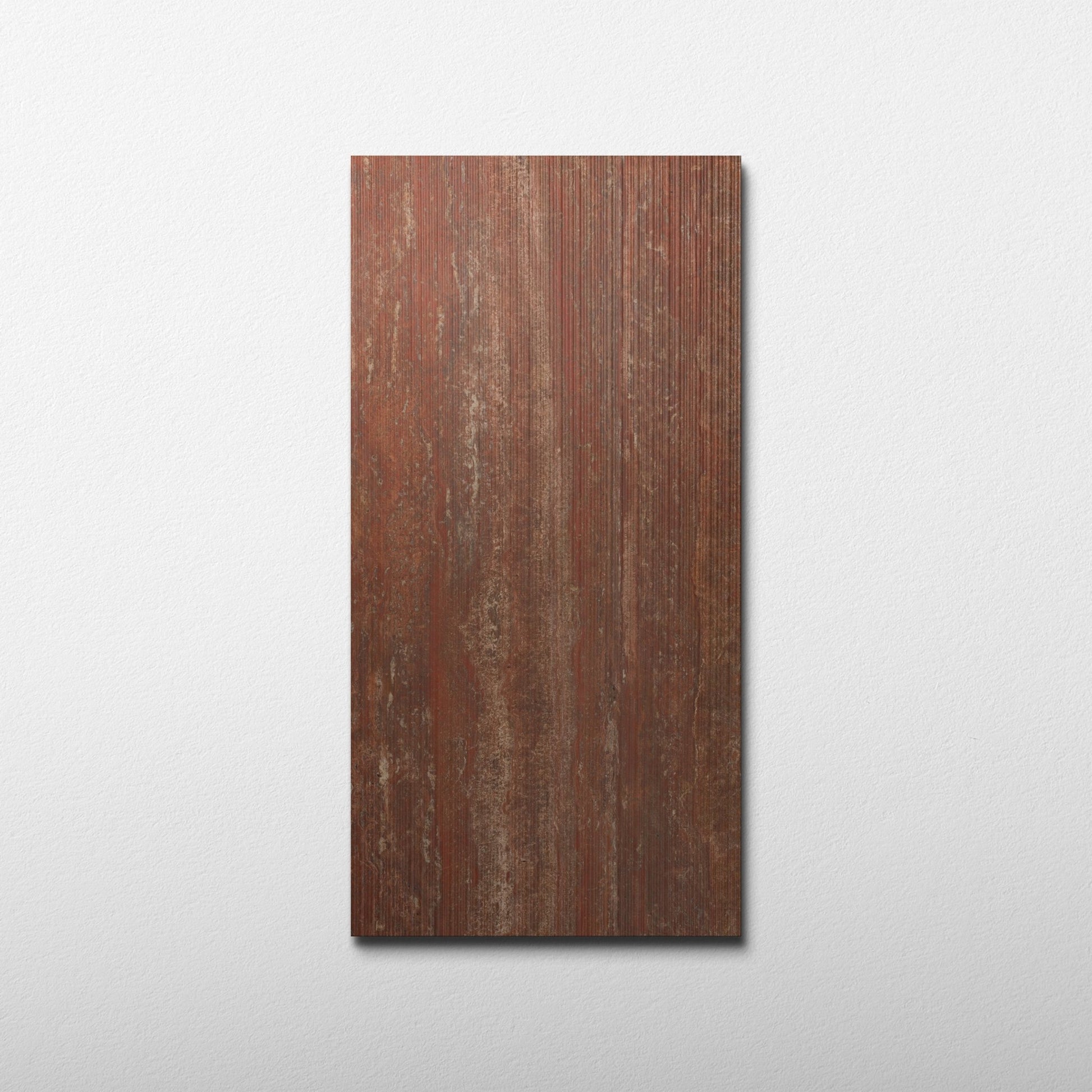Red Travertine 24x48 Fluted Porcelain Tile - Cemento Collection