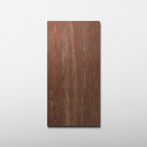 Red Porcelain Tile 24x48 Fluted - Cemento Collection