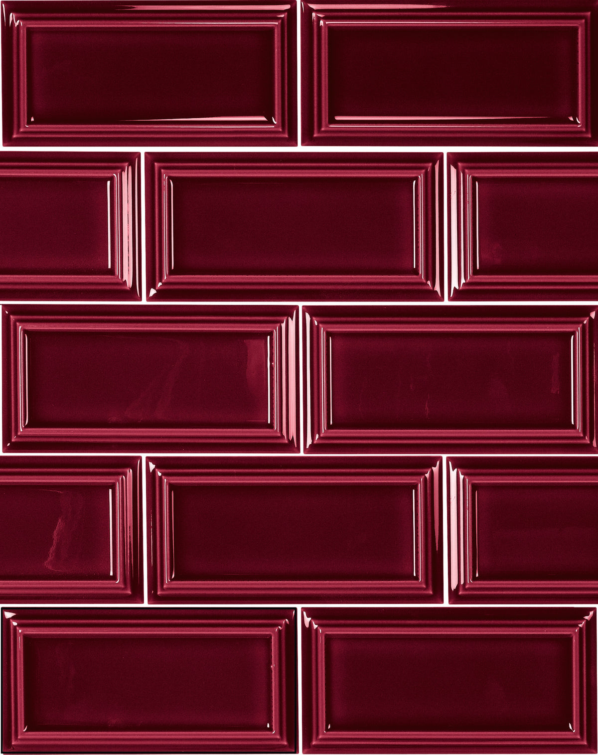 Victorian Merlot Red Ceramic Tile - Cemento Collection