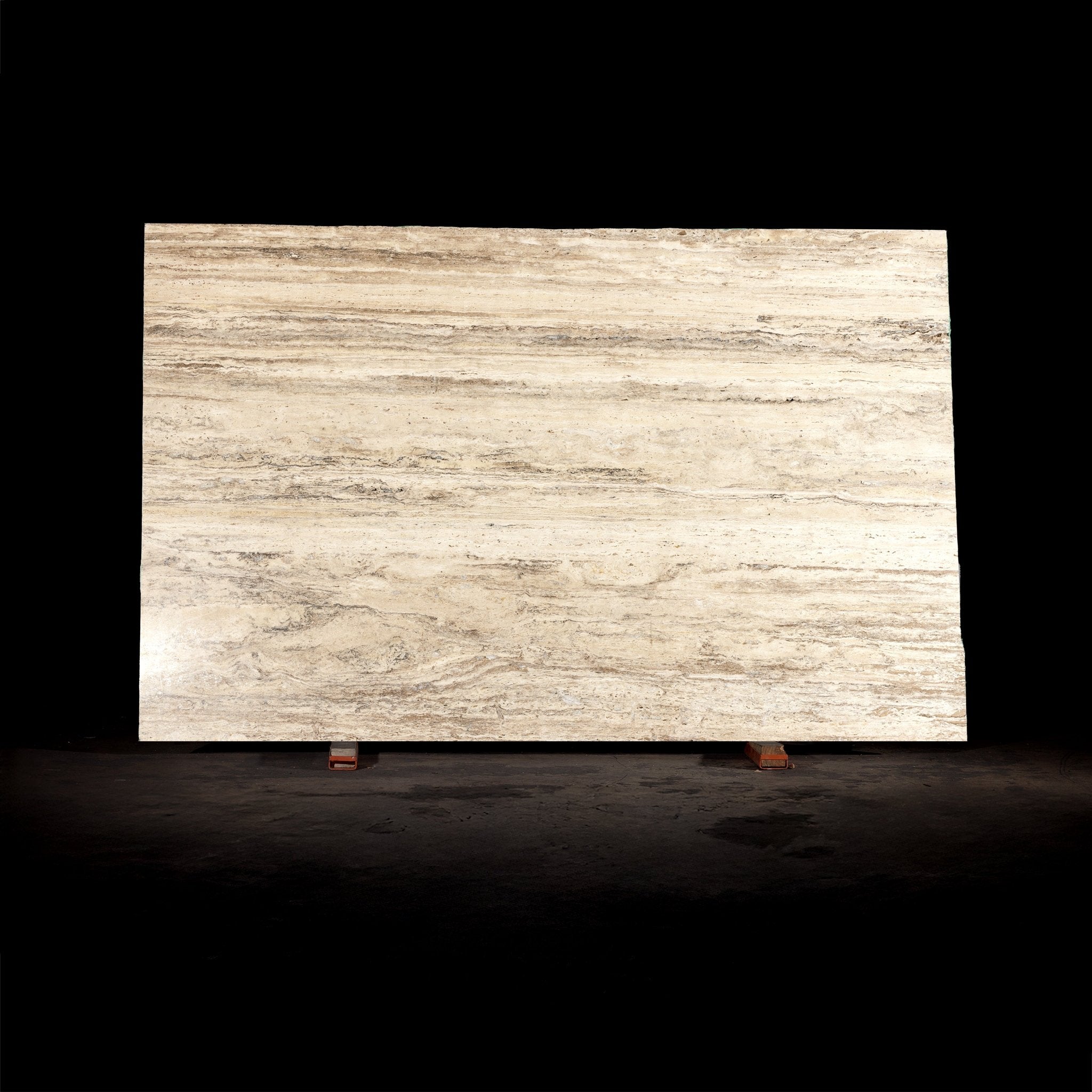 Roman Travertine Vein Cut Filled and Honed Slab | Cemento