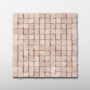 Rosa Perlino 1x1 Patina Marble Mosaic Tile - Cemento Collection