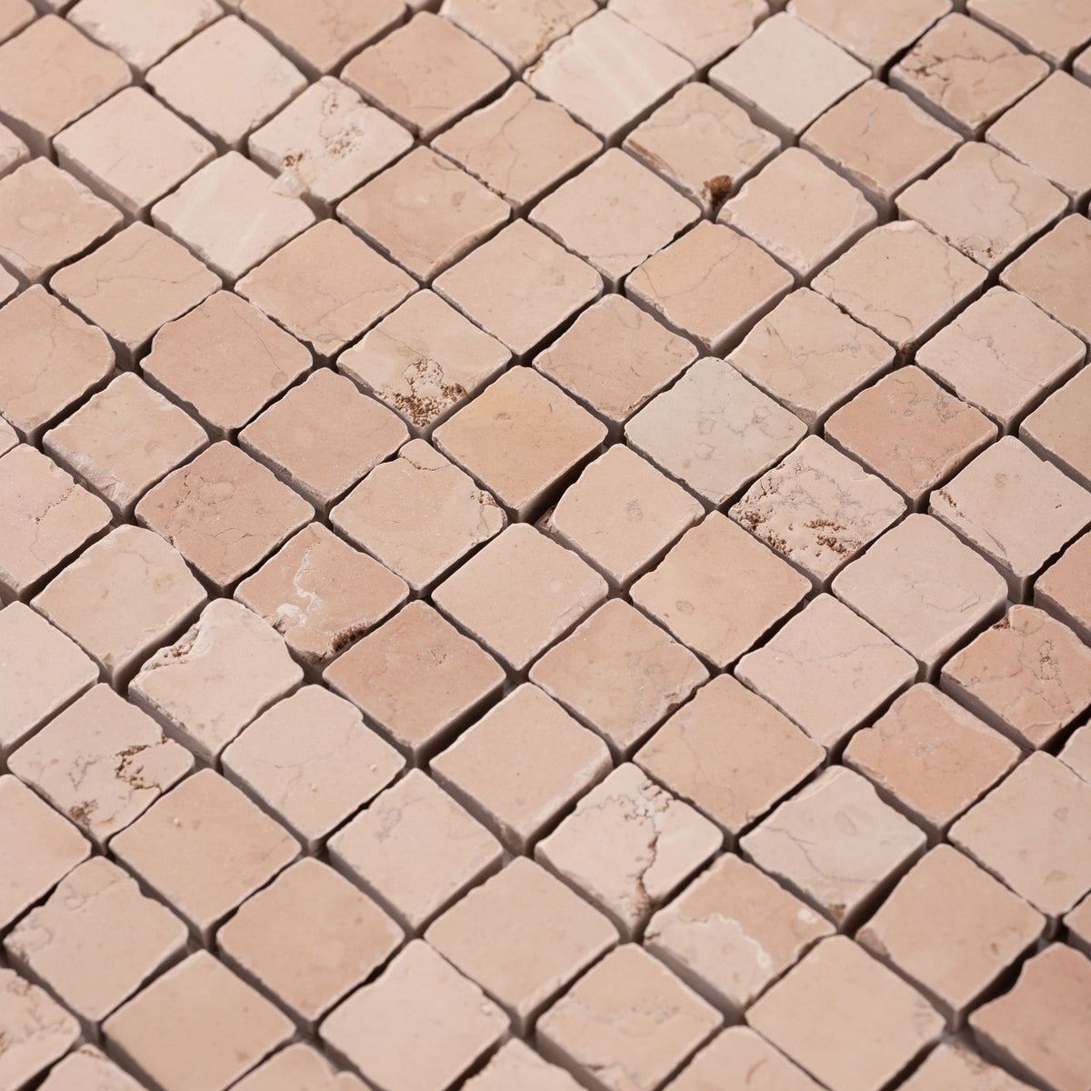 Rosa Perlino 1x1 Patina Marble Mosaic Tile - Cemento Collection