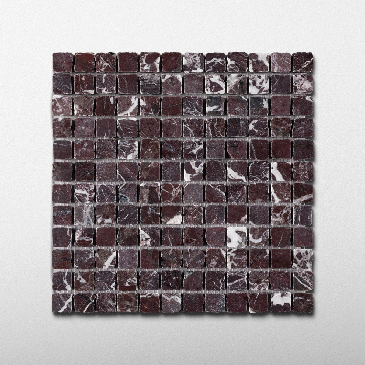Rosso Levanto 1x1 Patina Marble Mosaic Tile - Cemento Collection
