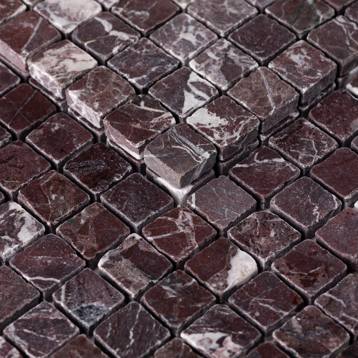Rosso Levanto 1x1 Patina Marble Mosaic Tile - Cemento Collection