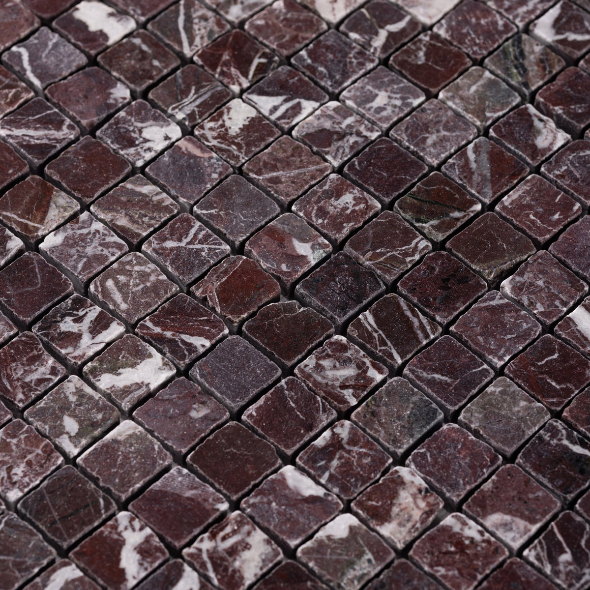 Rosso Levanto 1x1 Patina Marble Mosaic Tile - Cemento Collection