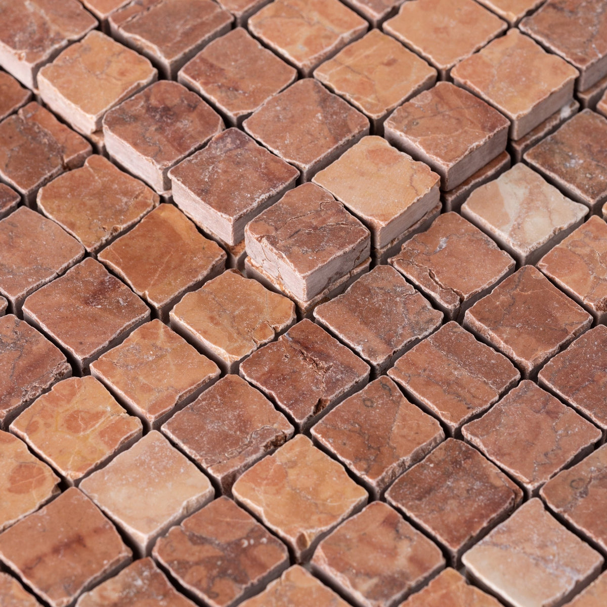 Rosso Verona 1x1 Patina Marble Mosaic Tile - Cemento Collection