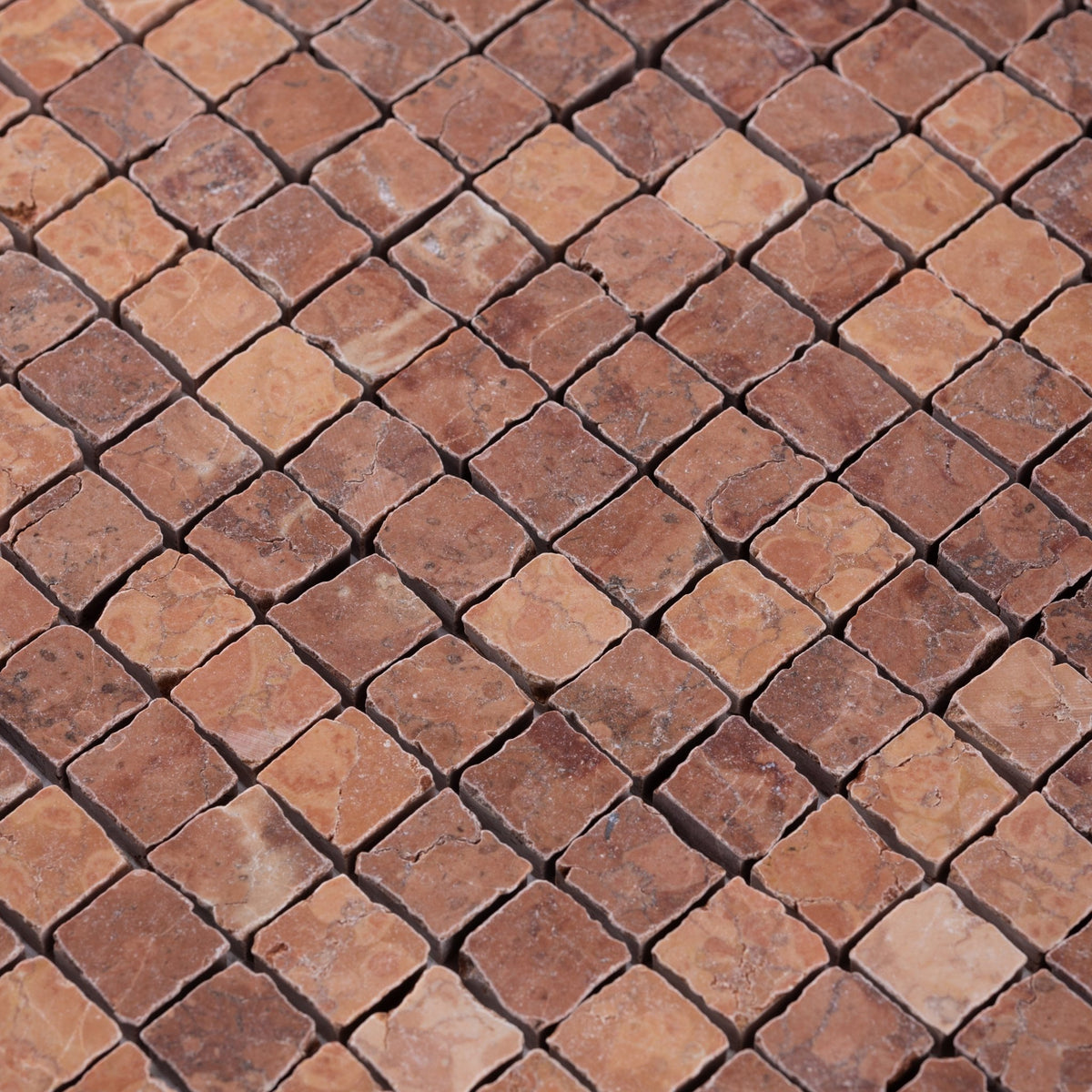 Rosso Verona 1x1 Patina Marble Mosaic Tile - Cemento Collection