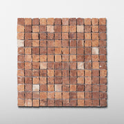 Rosso Verona 1x1 Patina Marble Mosaic Tile - Cemento Collection