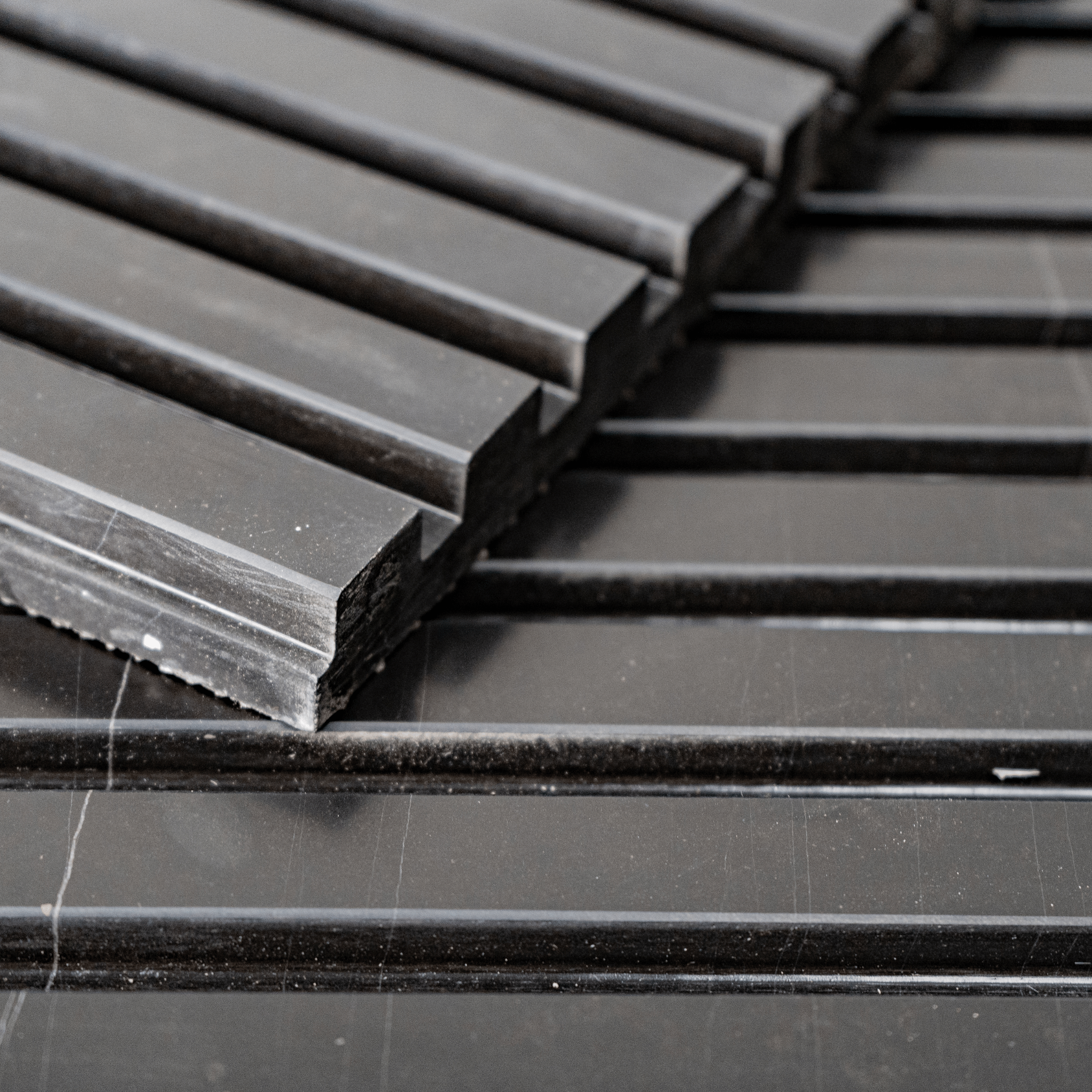 Sahara Noir Marble 12x24 Honed Fluted Field Tile - Cemento Collection