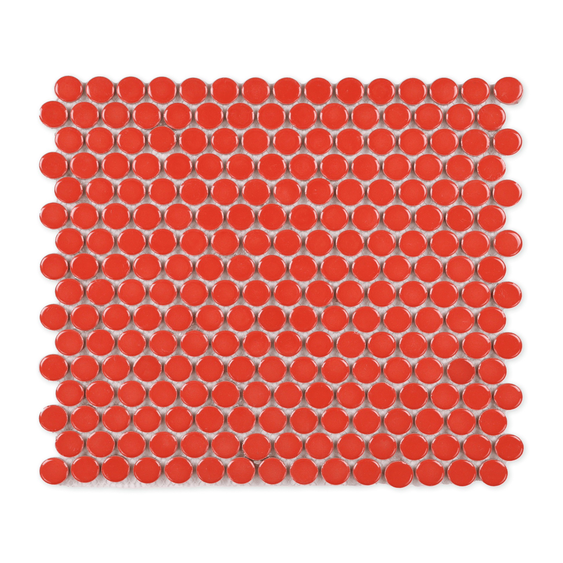 Scarlet Red Glossy Penny Round Mosaic Tile - Cemento Collection