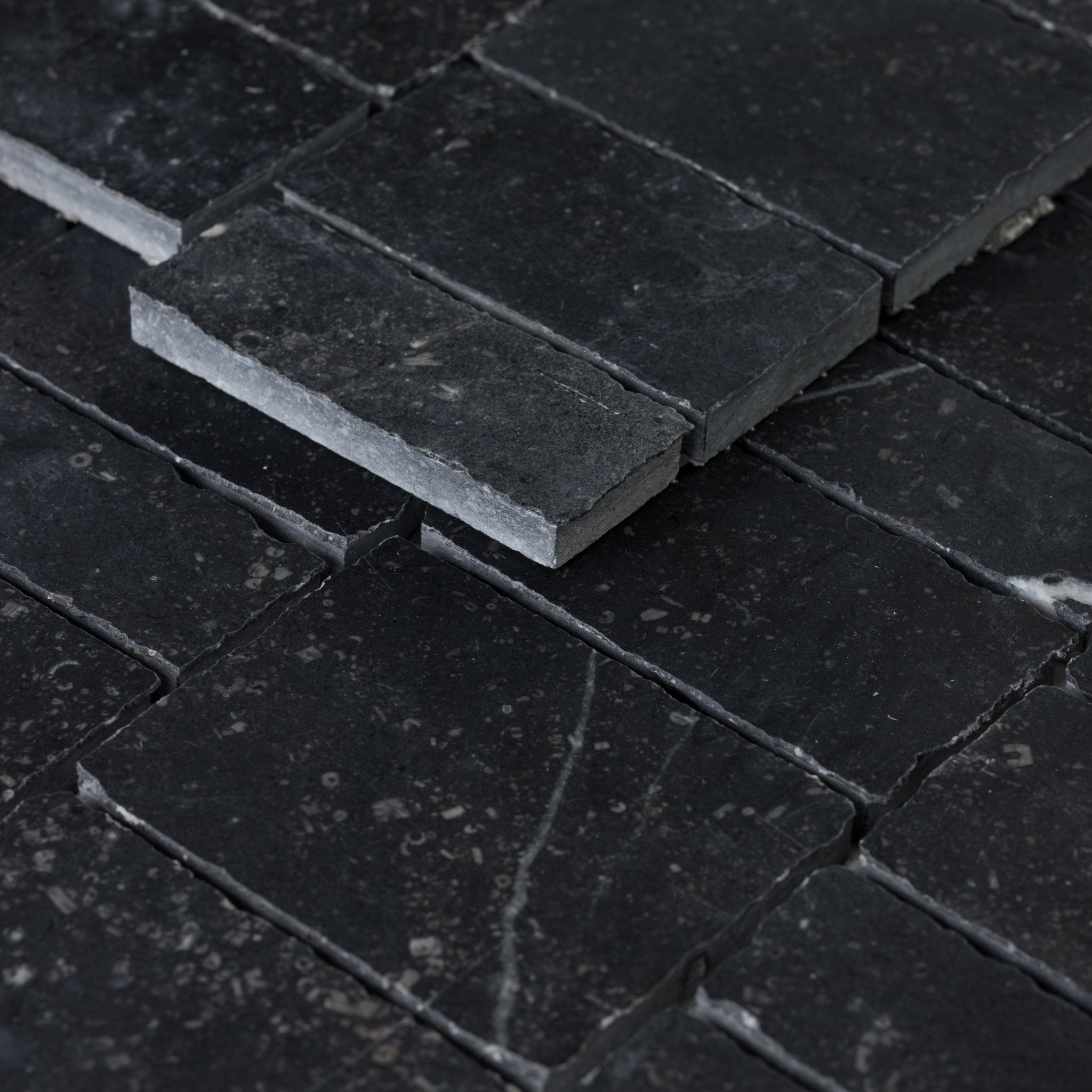Scarpa Belgian Bluestone Limestone Honed Mosaic Tile - Cemento Collection