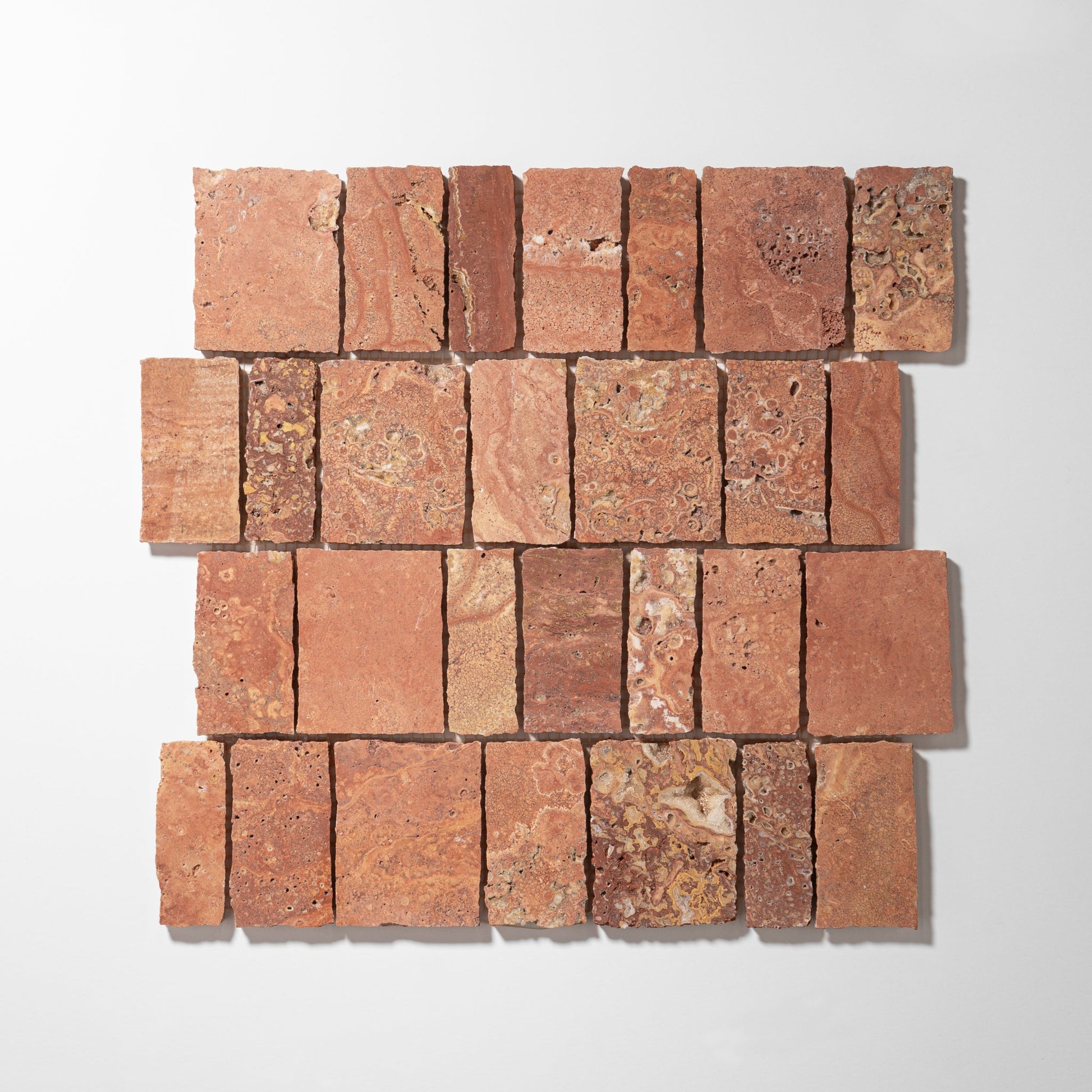 Scarpa Red Travertine Honed Mosaic Tile