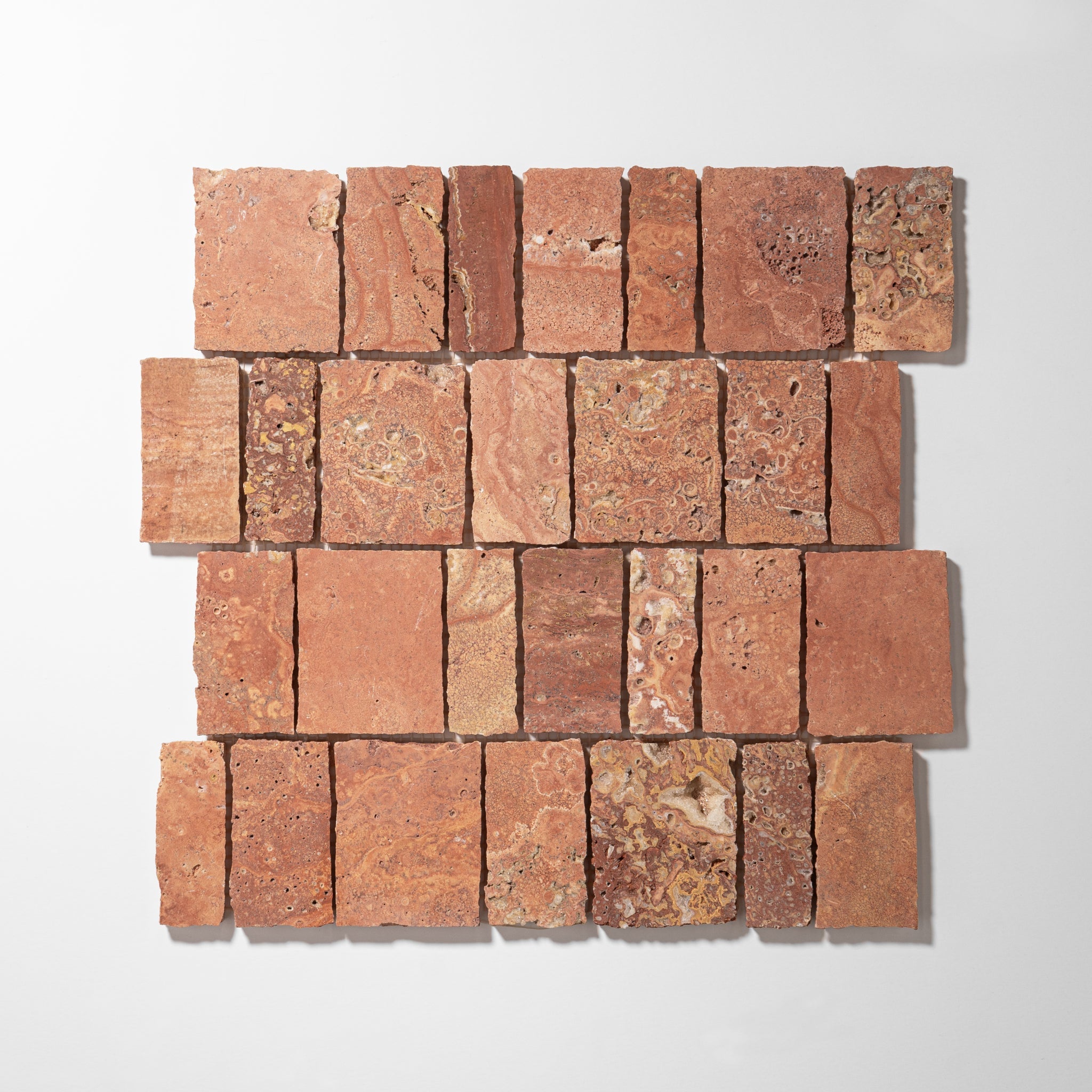 Scarpa Red Travertine Honed Mosaic Tile