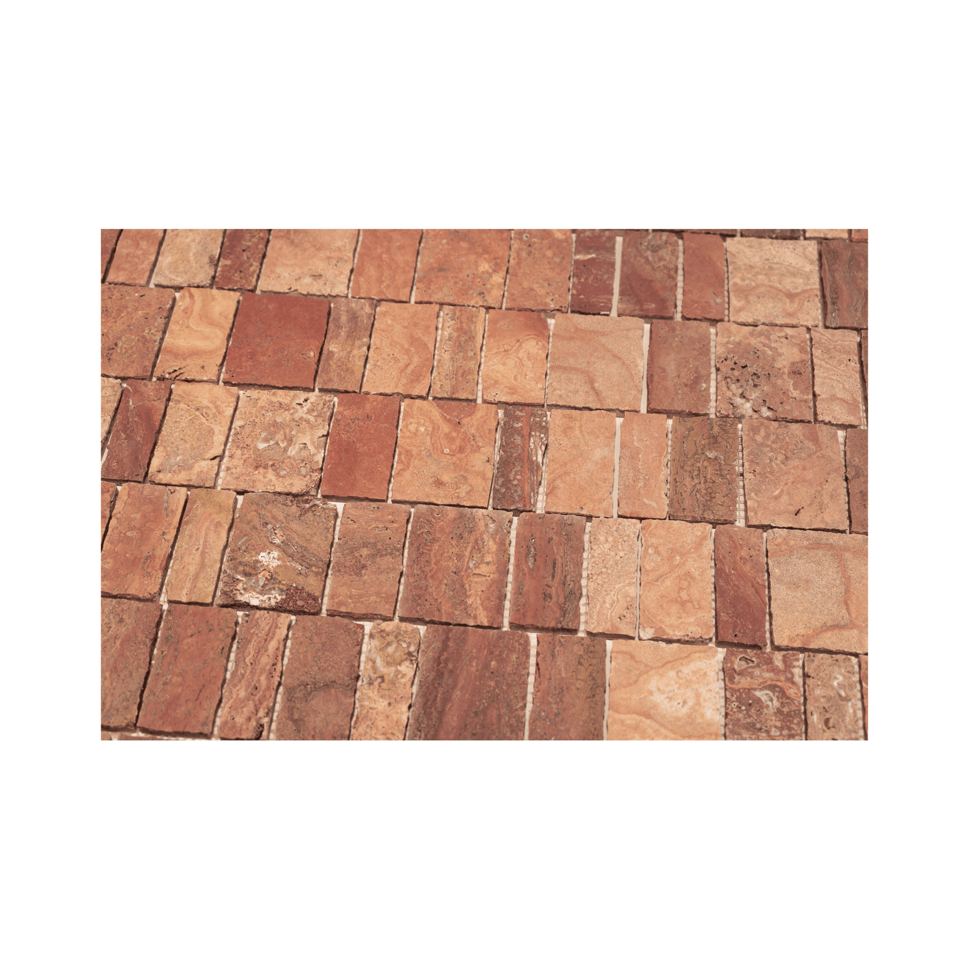 Scarpa Red Travertine Honed Mosaic Tile