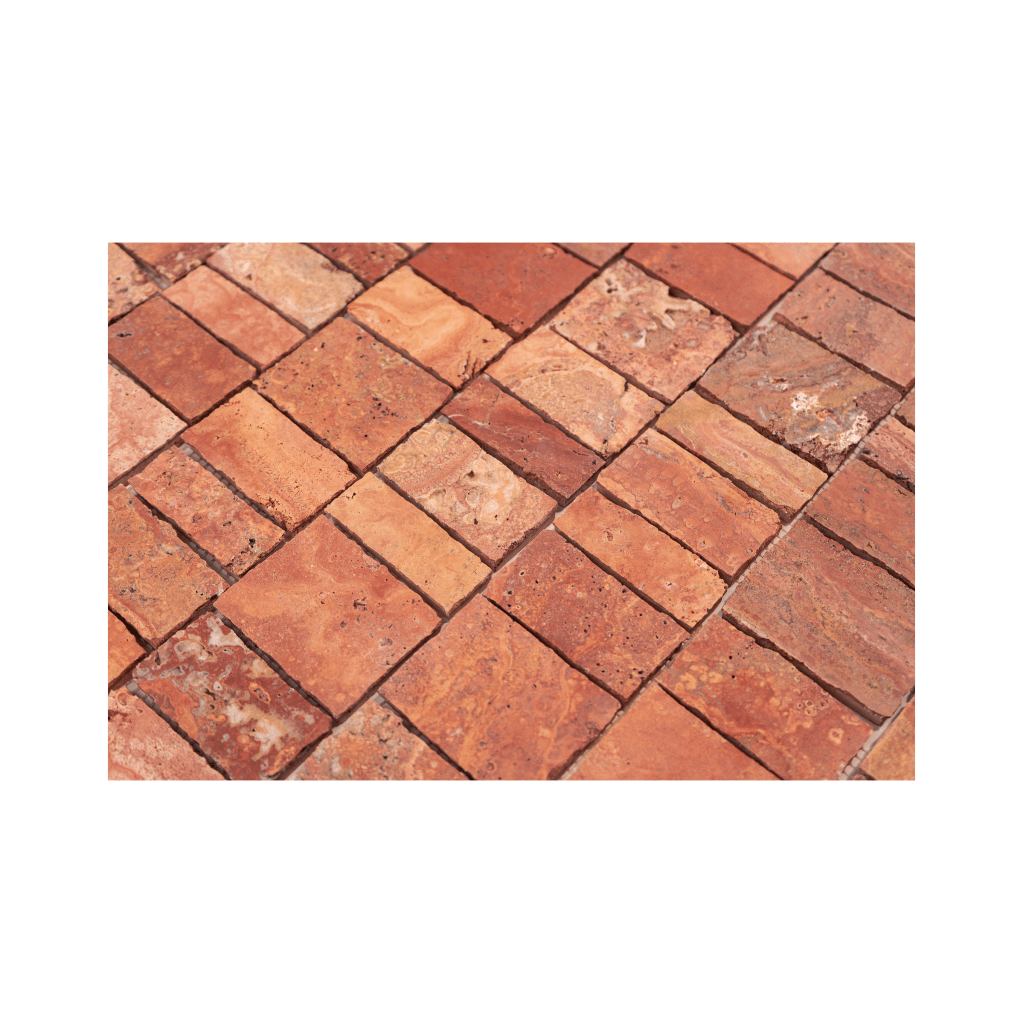 Scarpa Red Travertine Honed Mosaic Tile - Cemento Collection