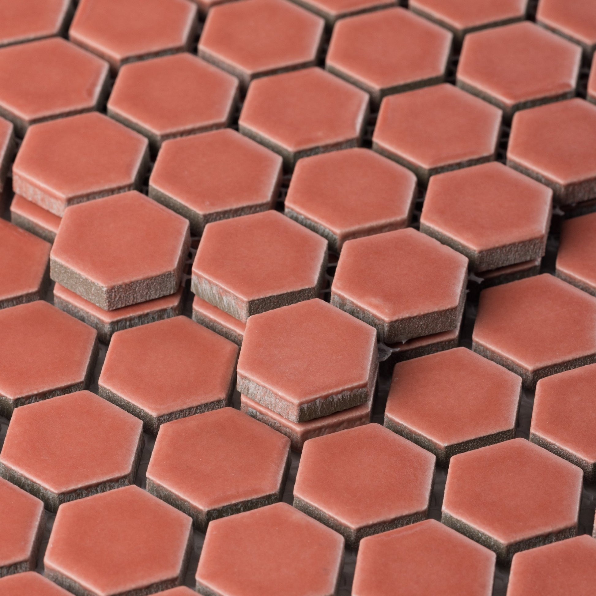 Sienna Red 1" Hexagon Matte Porcelain Mosaic Tile - Cemento Collection