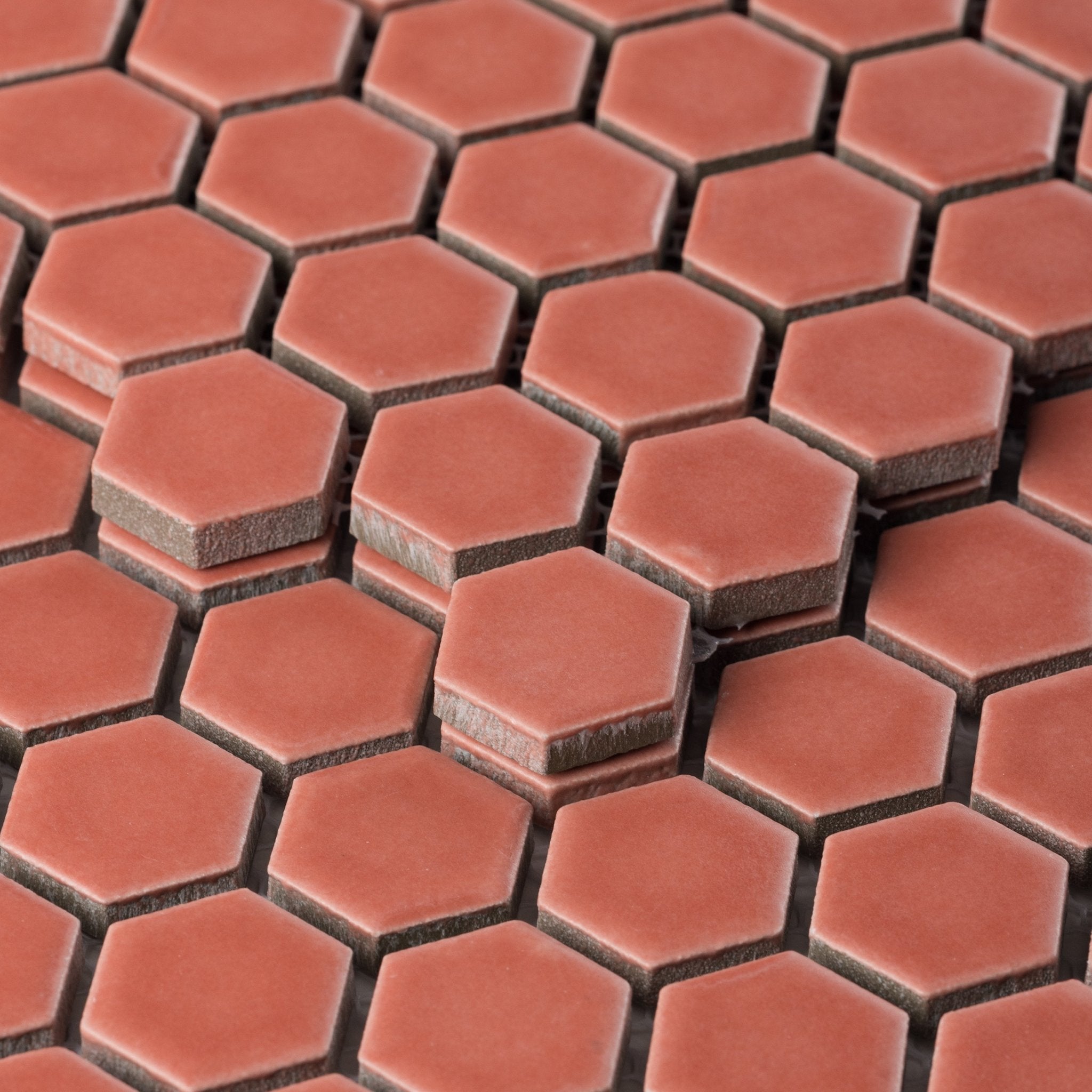 Sienna Red 1" Hexagon Matte Porcelain Mosaic Tile - Cemento Collection