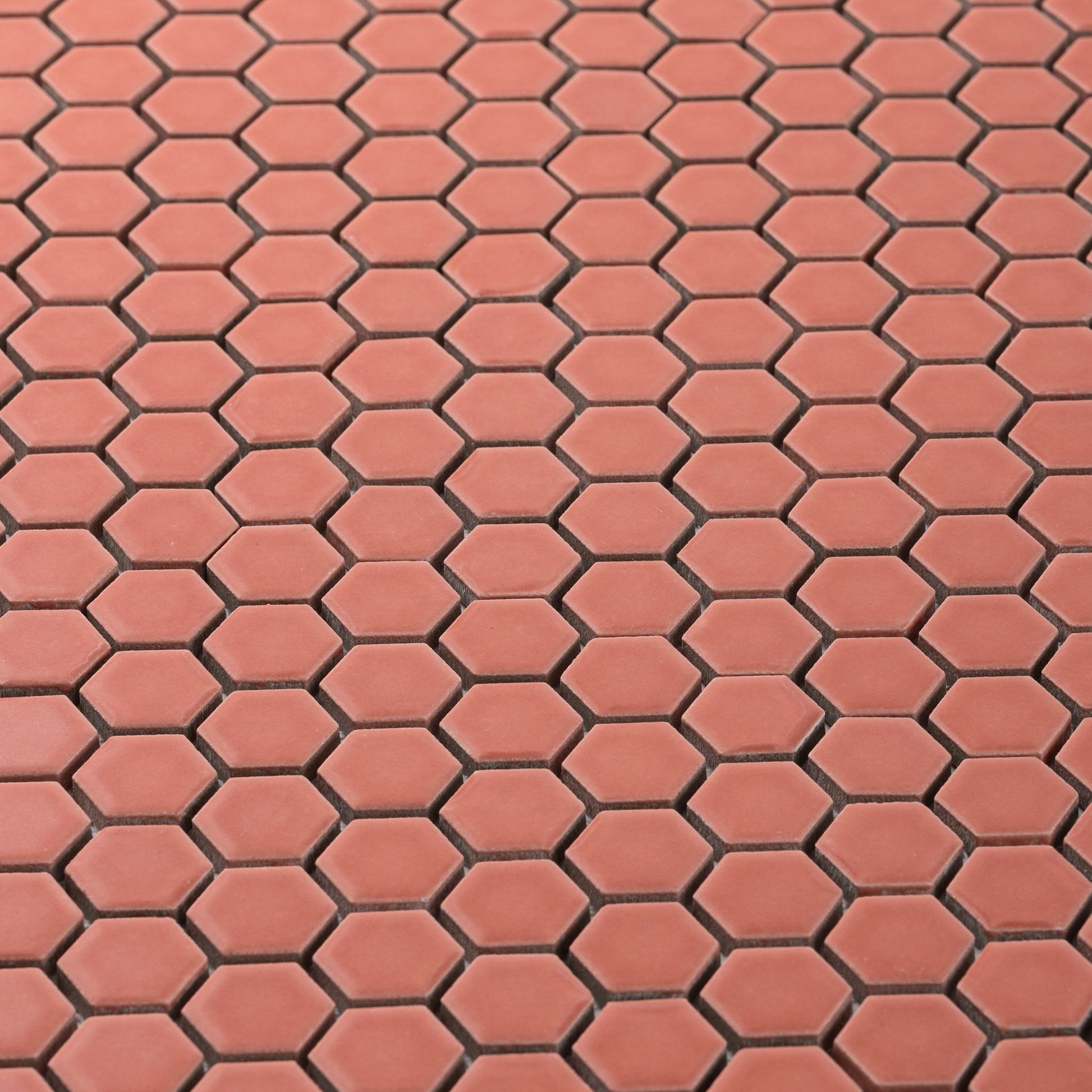 Sienna Red 1" Hexagon Matte Porcelain Mosaic Tile - Cemento Collection