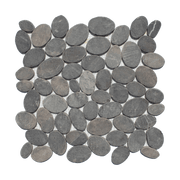 Smoke Grey Random Size Sliced Oval Pebble Stone Mosaic - Cemento Collection