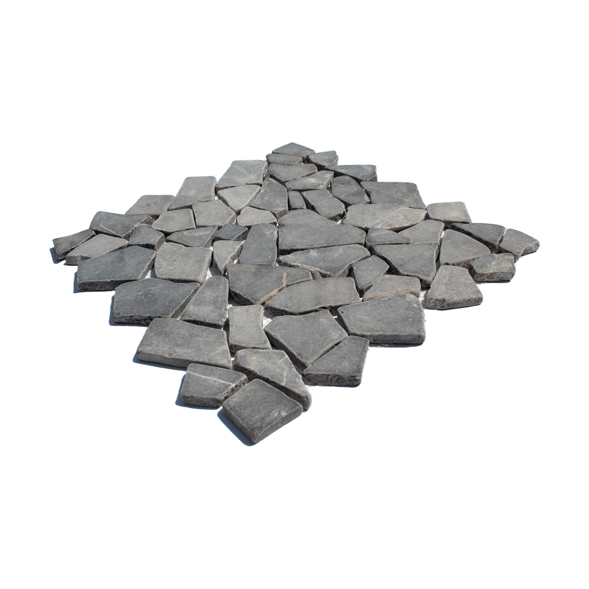 Smoke Grey Random Size Sliced Pebble Stone Mosaic - Cemento Collection